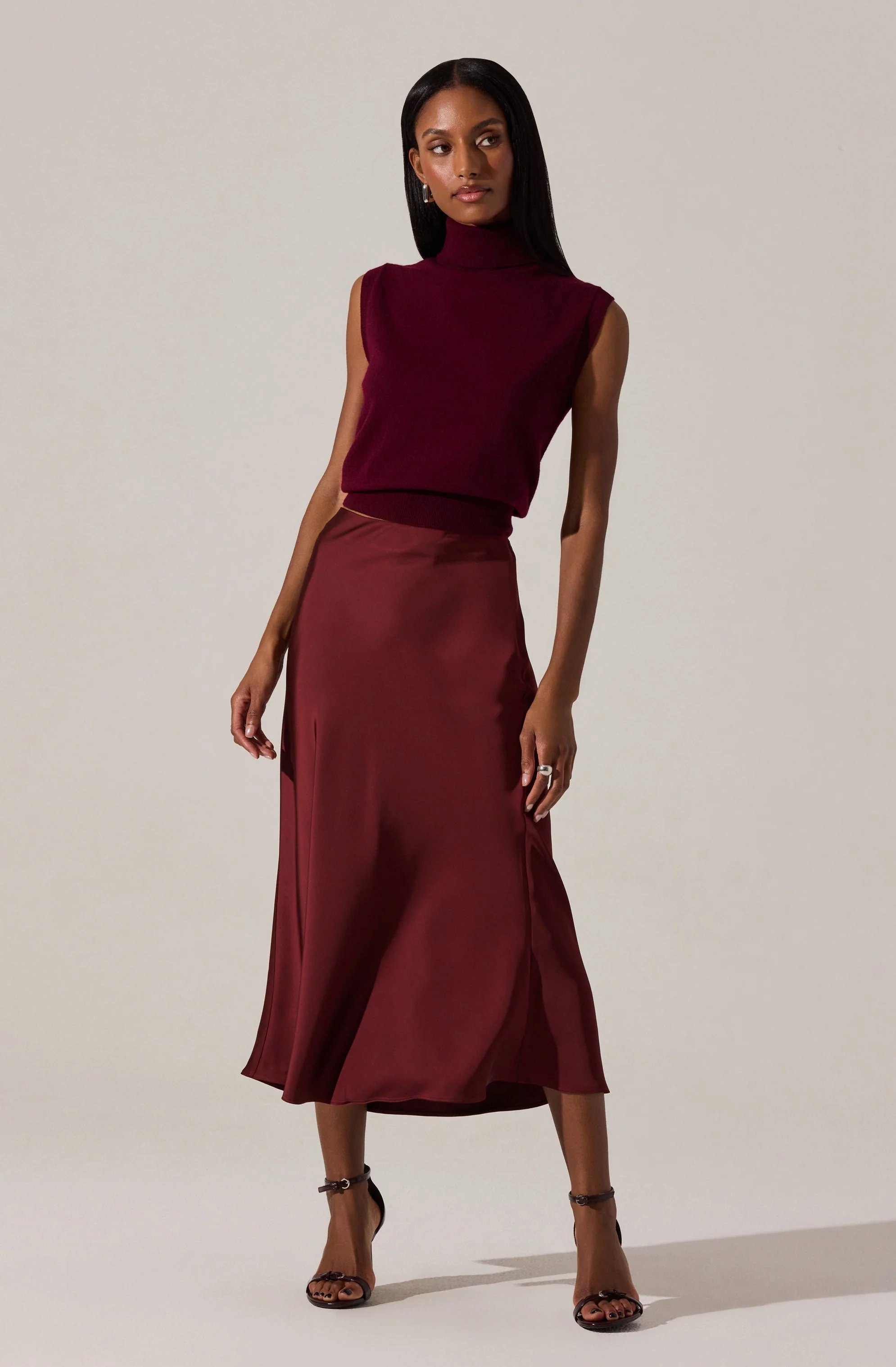 Windey Satin Midi Skirt