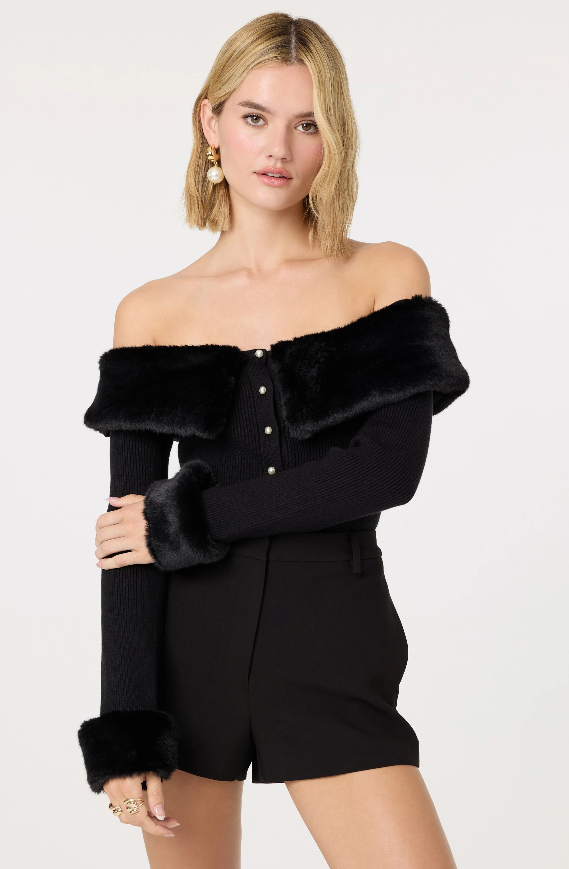 Tabathia Faux Fur Trim Sweater
