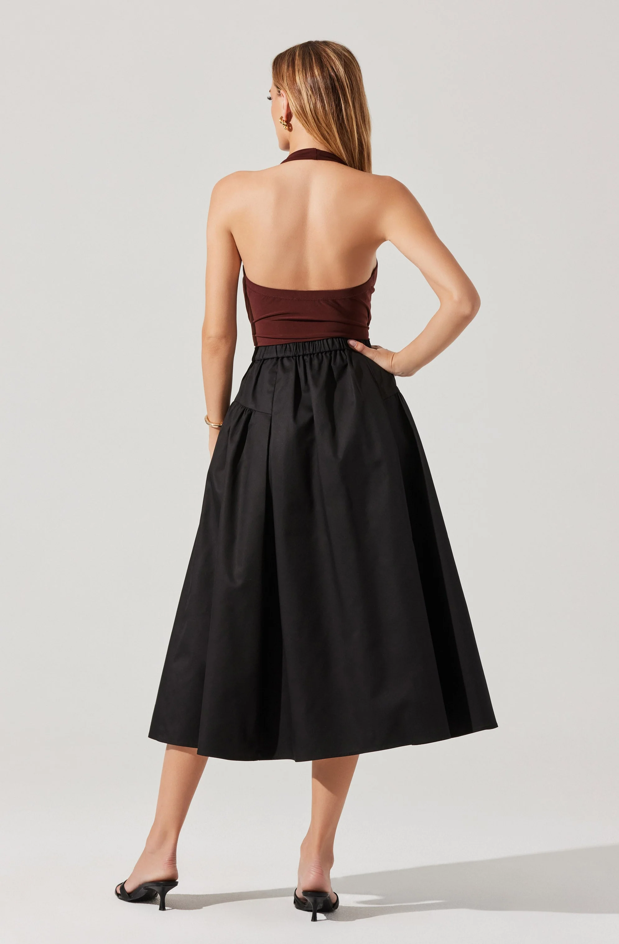 Laila Ruched Detail Midi Skirt