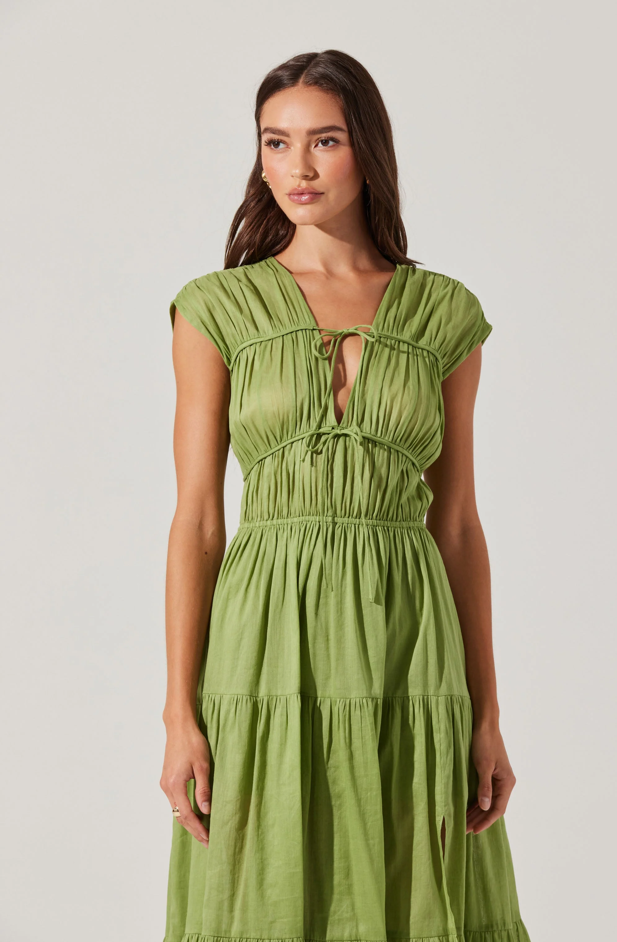 Alexandria Shirred Tiered Midi Dress