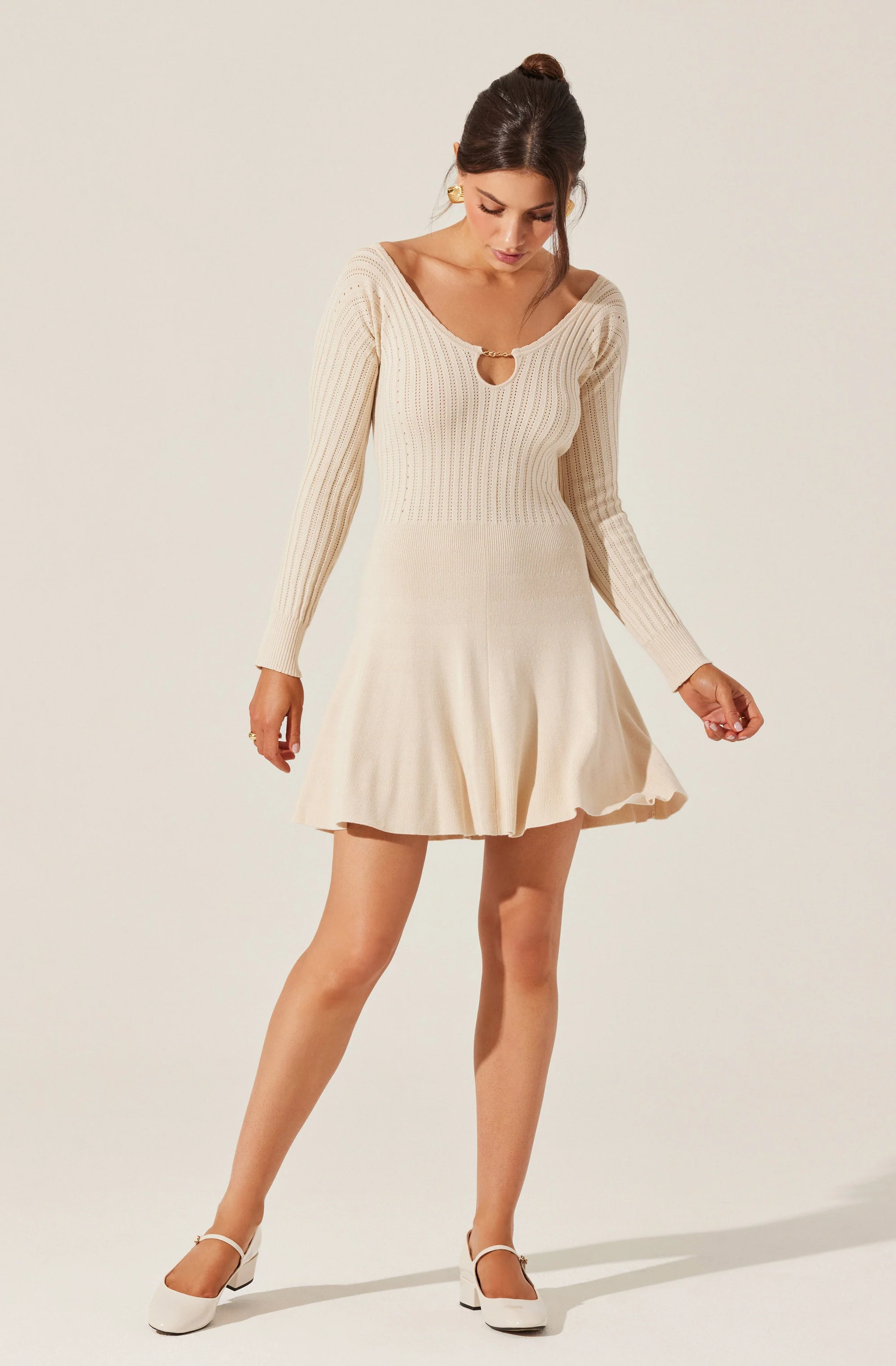 Cybele Pointelle Mini Sweater Dress