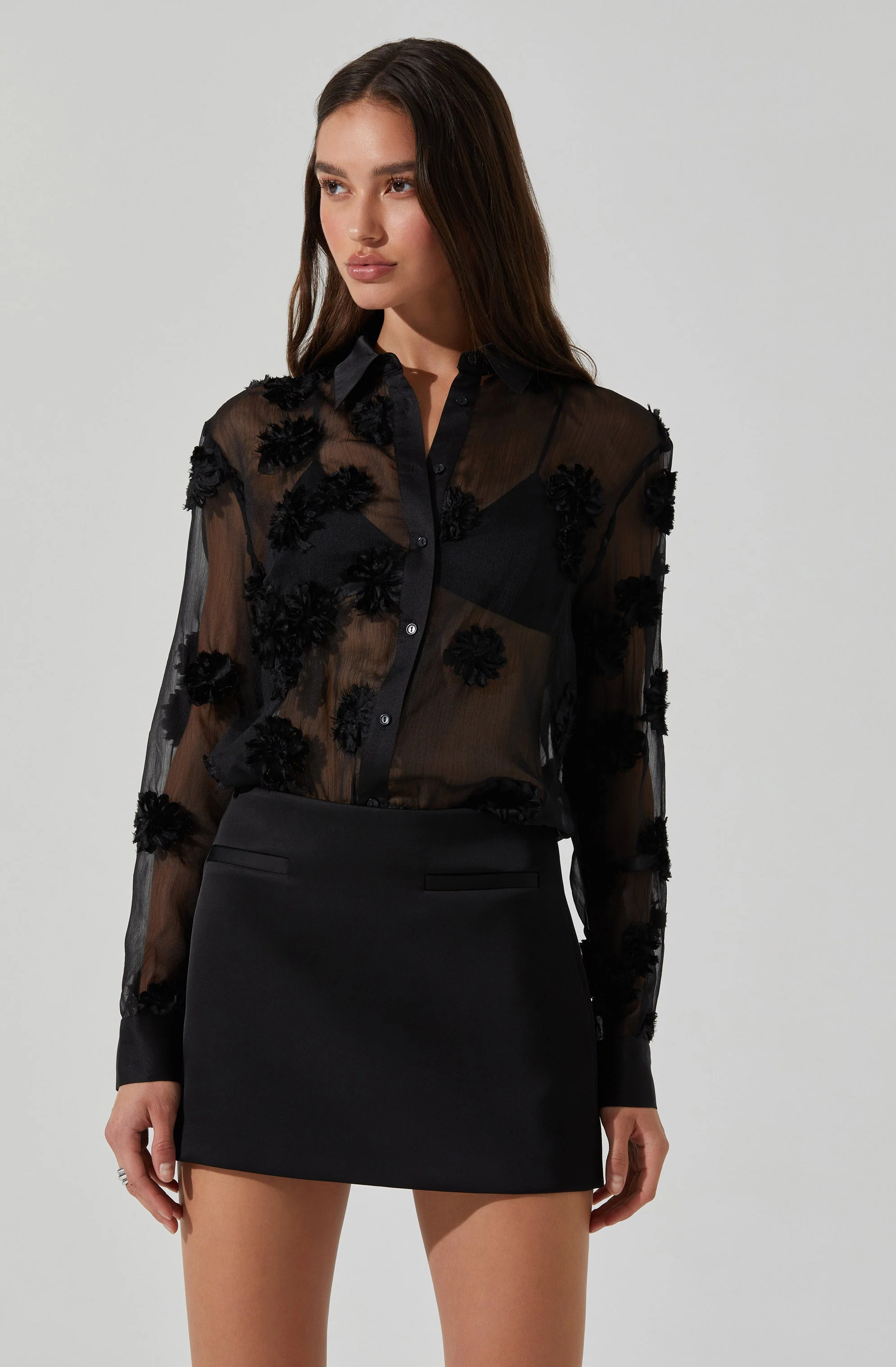 Ioannis Sheer 3D Floral Shirt