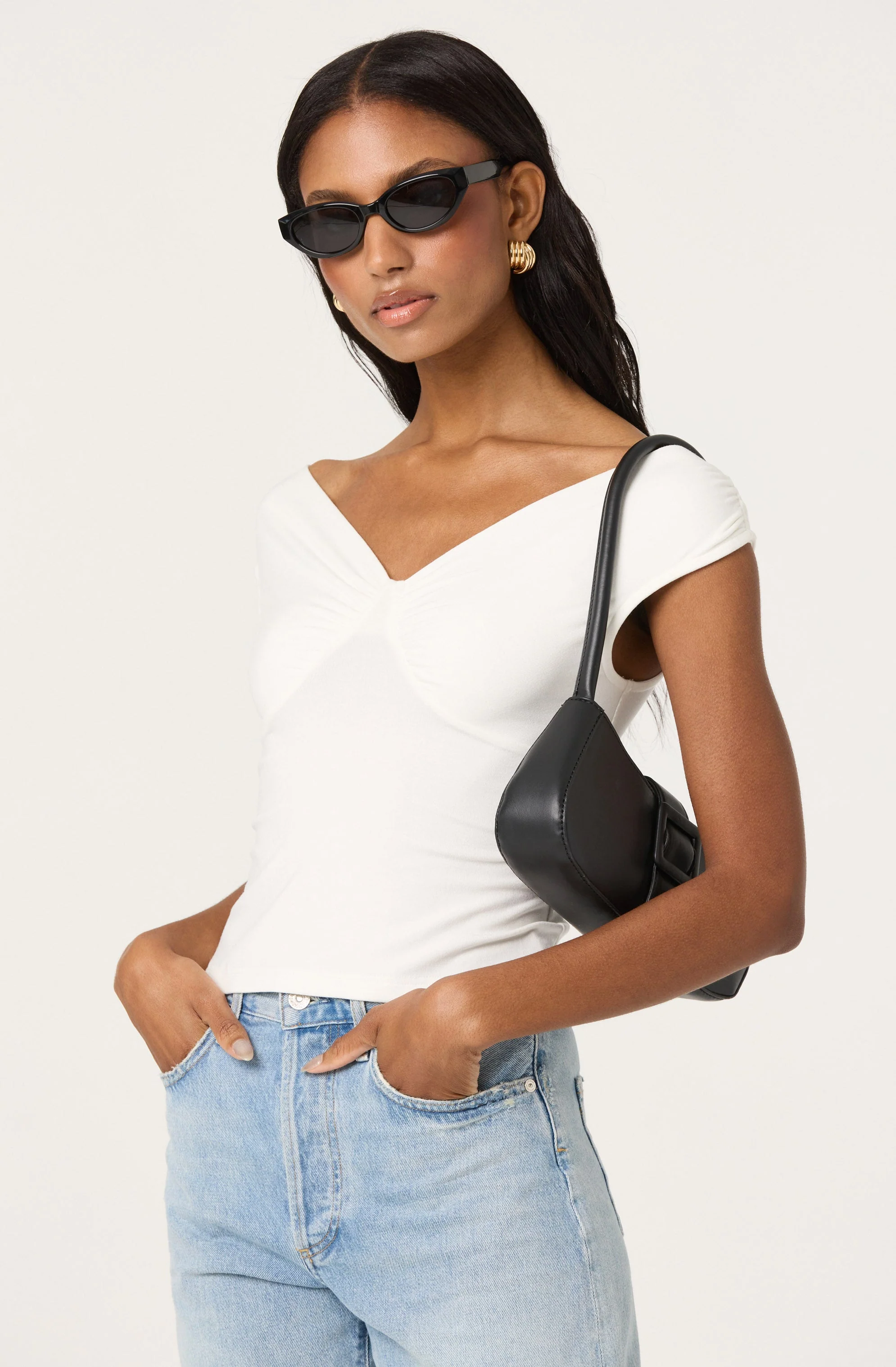 Ruched Off Shoulder Top