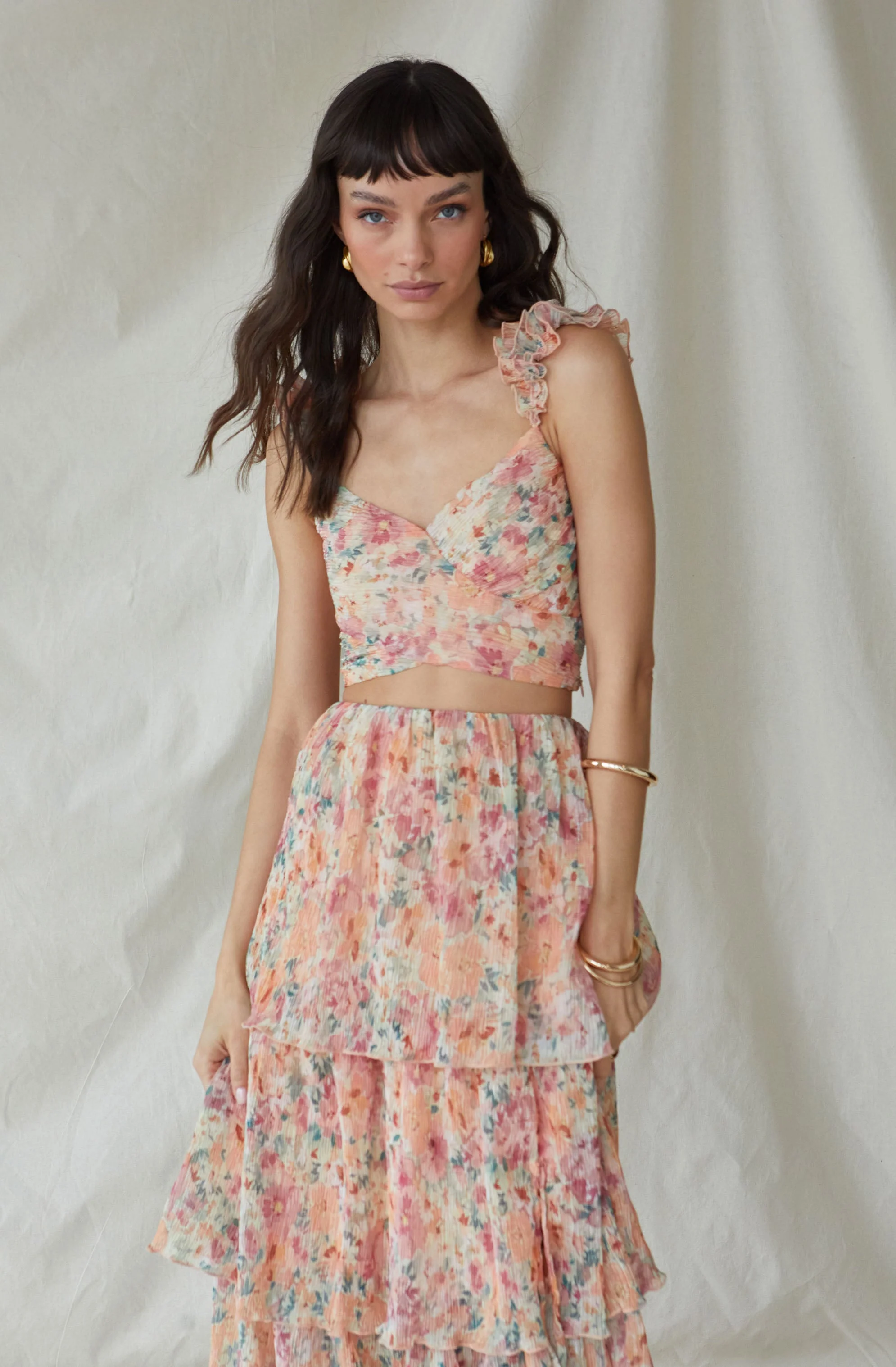 Plisse Cross Bust Top