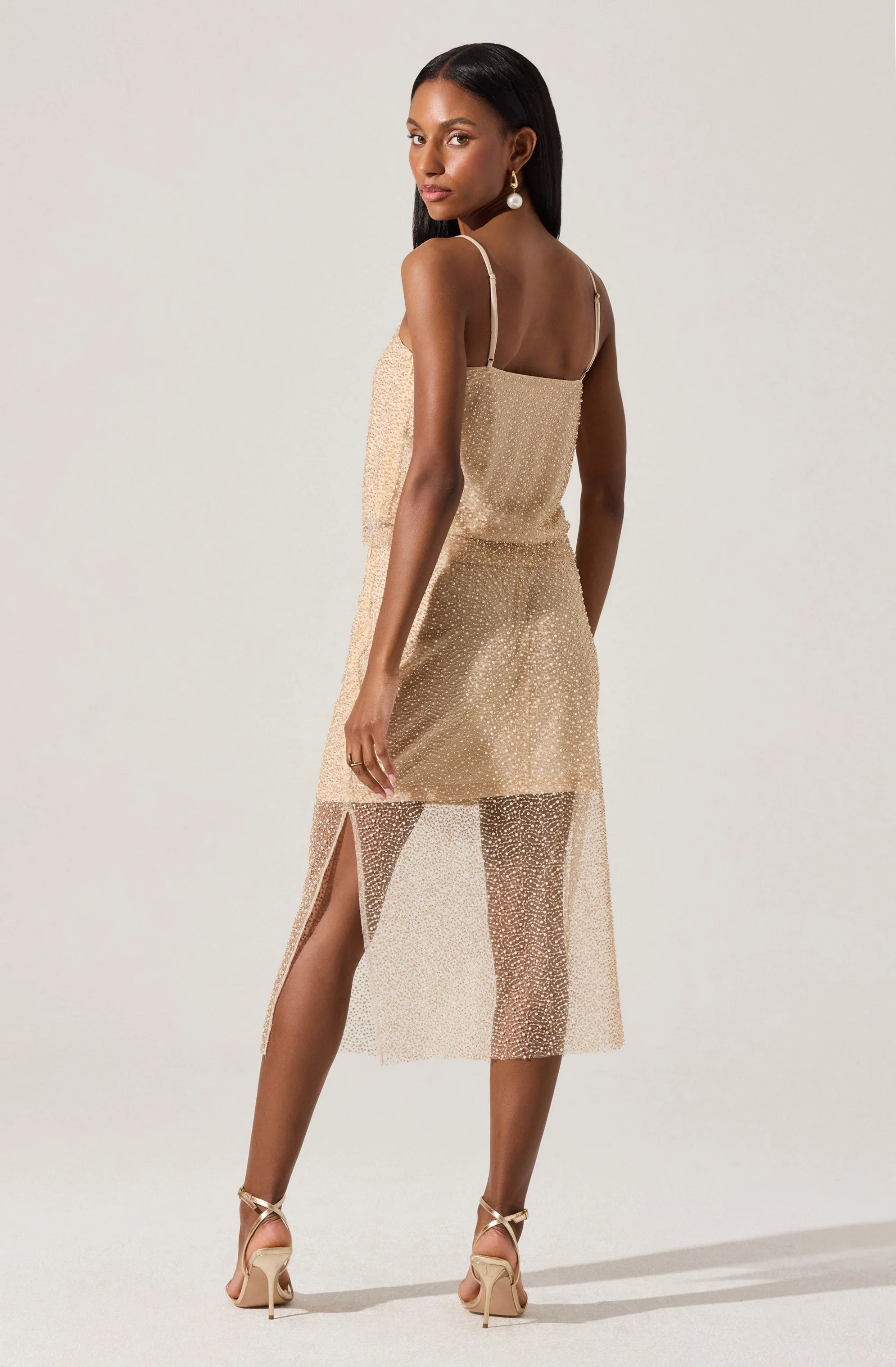 Messina Pearl Embellished Midi Skirt