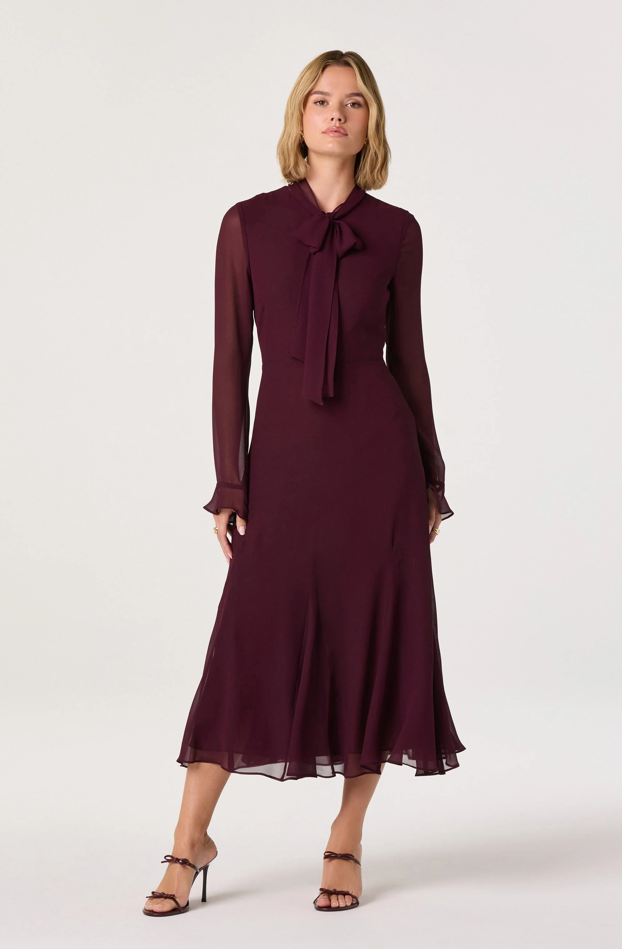 Tie Neck Midi Dress
