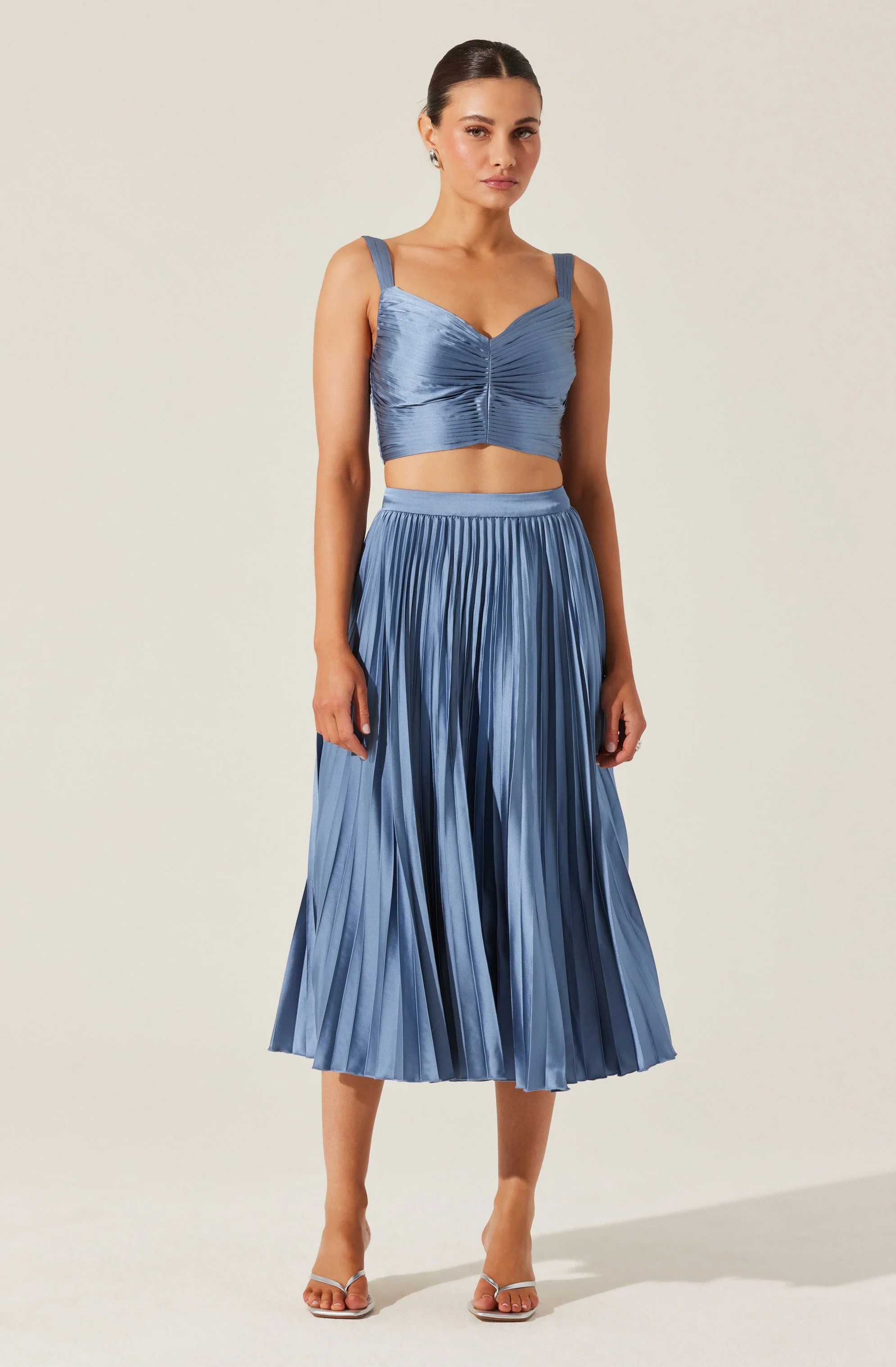 Satin Pleated Crop Top