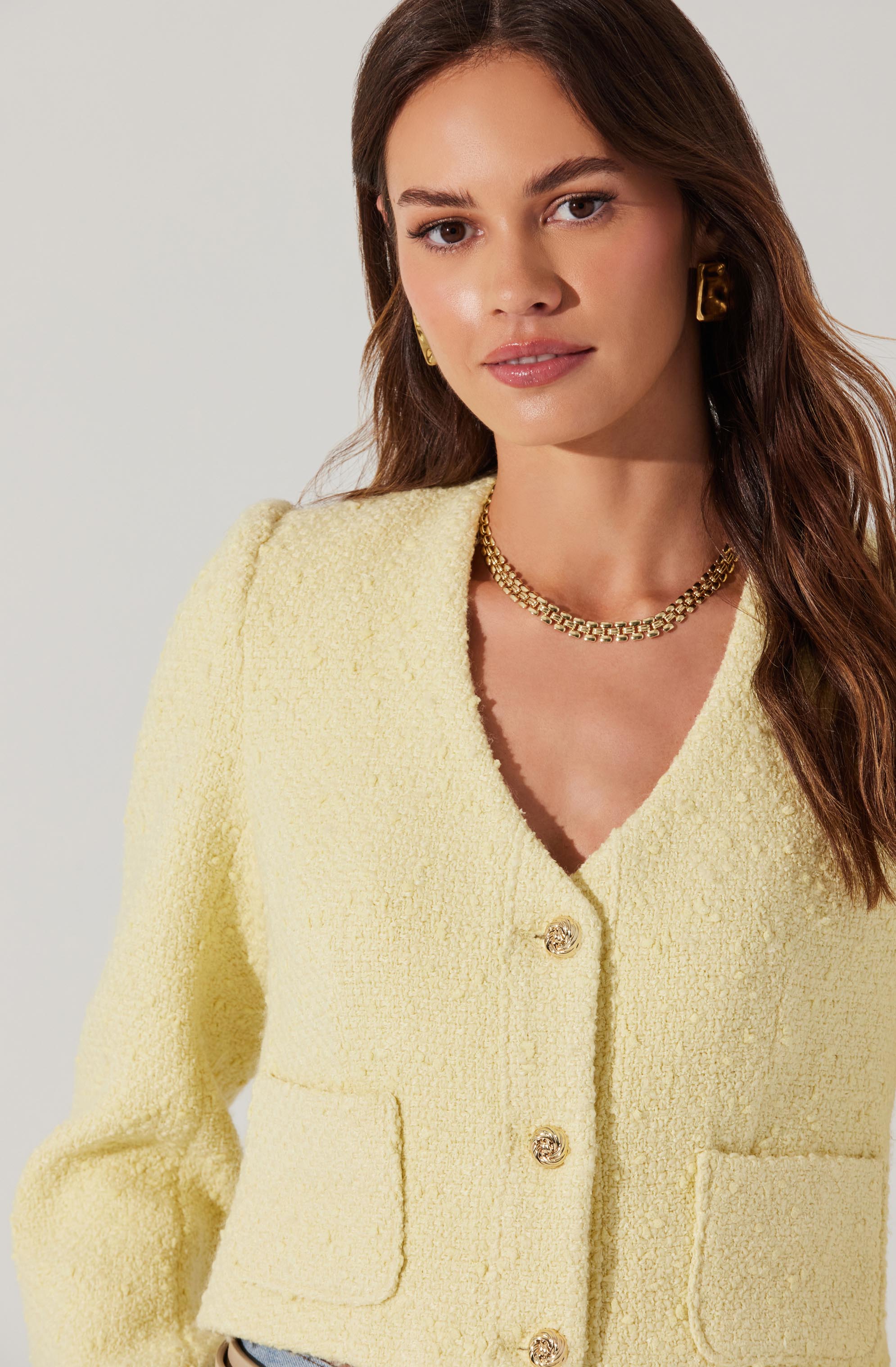 Marleigh V-Neck Tweed Jacket