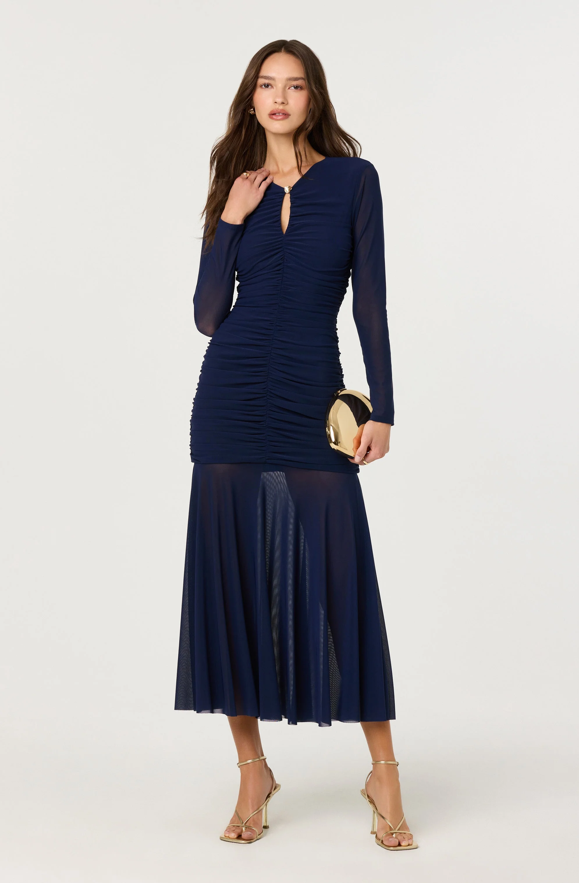 Yasmine Ruched Long Sleeve Dress