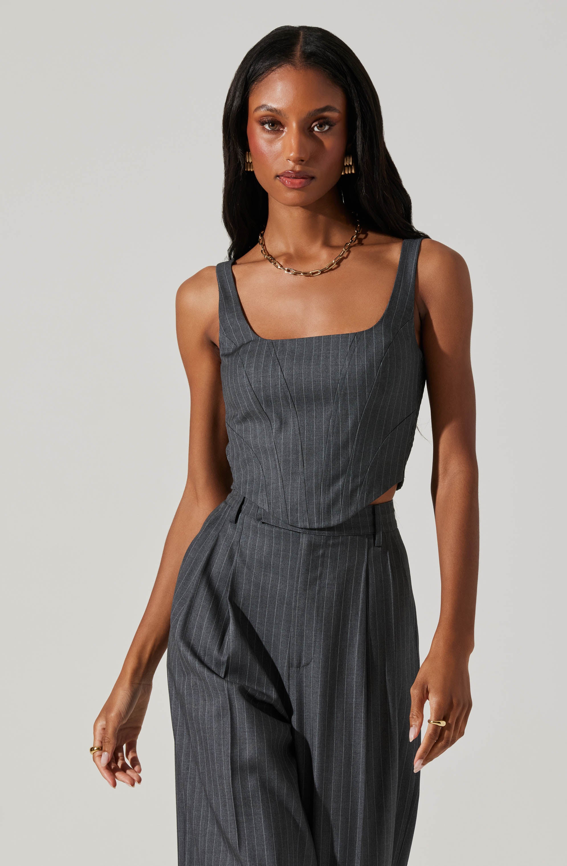 Nivia Pinstripe Corset Top
