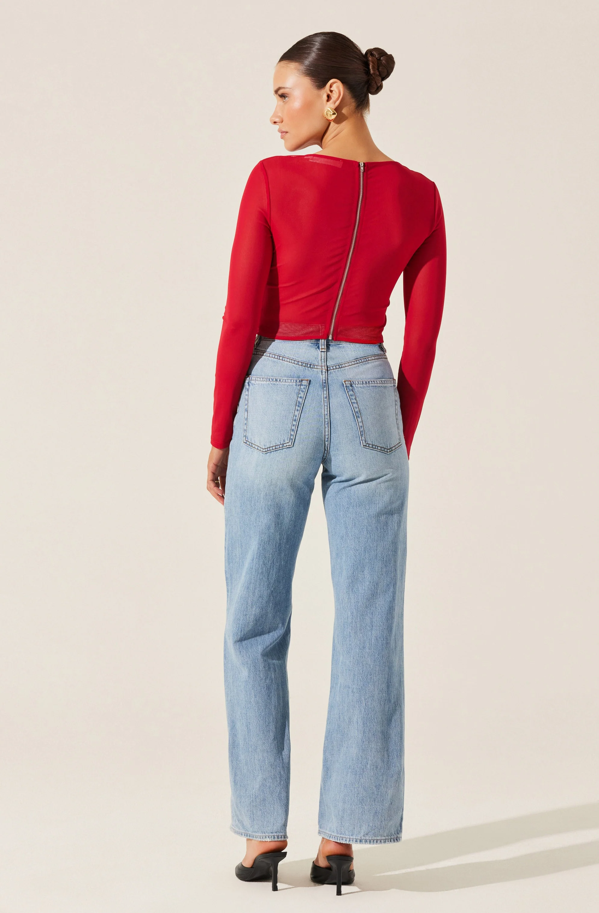 Long Sleeve Mesh Corset Top