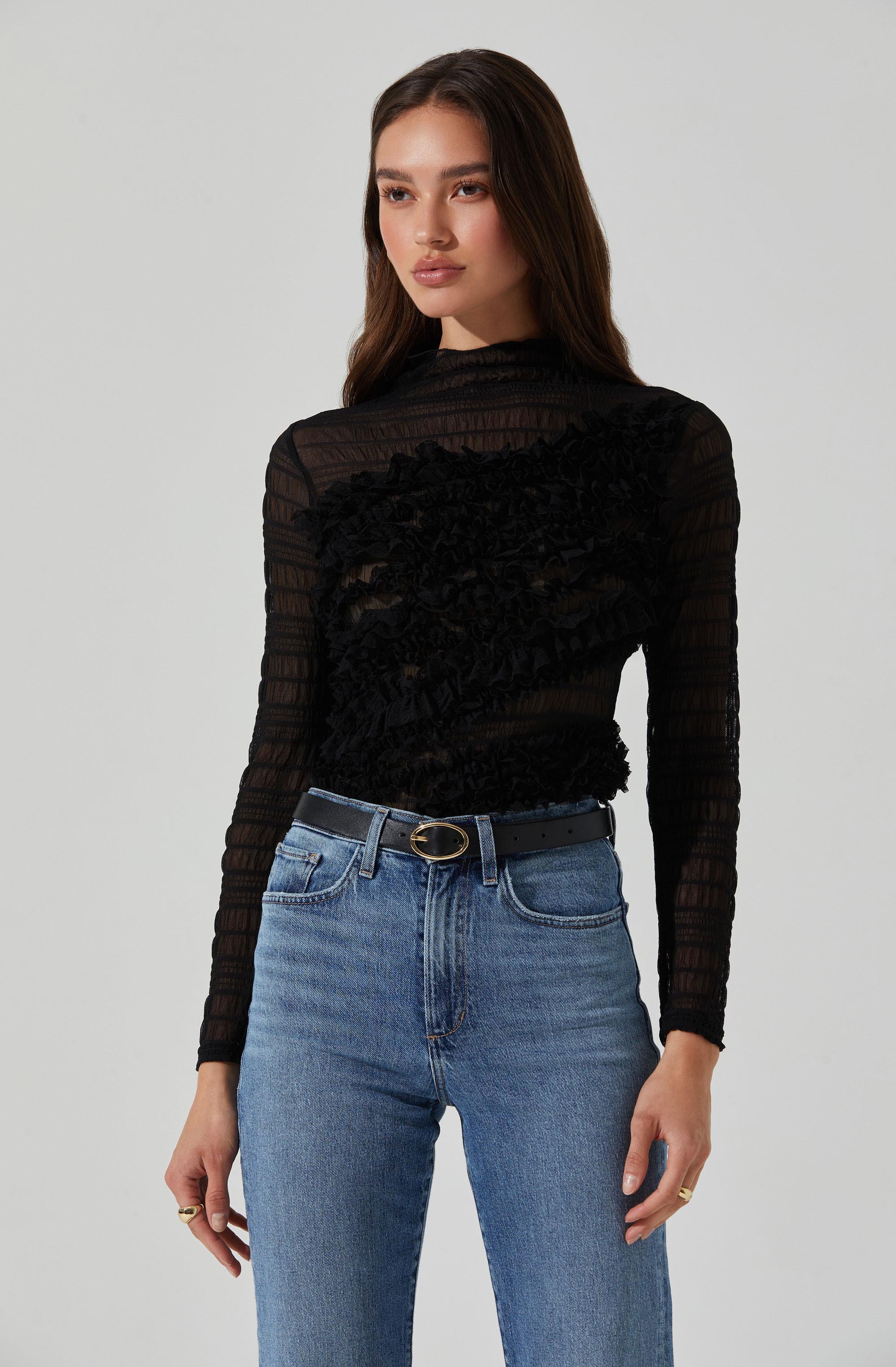 Owena Sheer 3D Ruffle Top