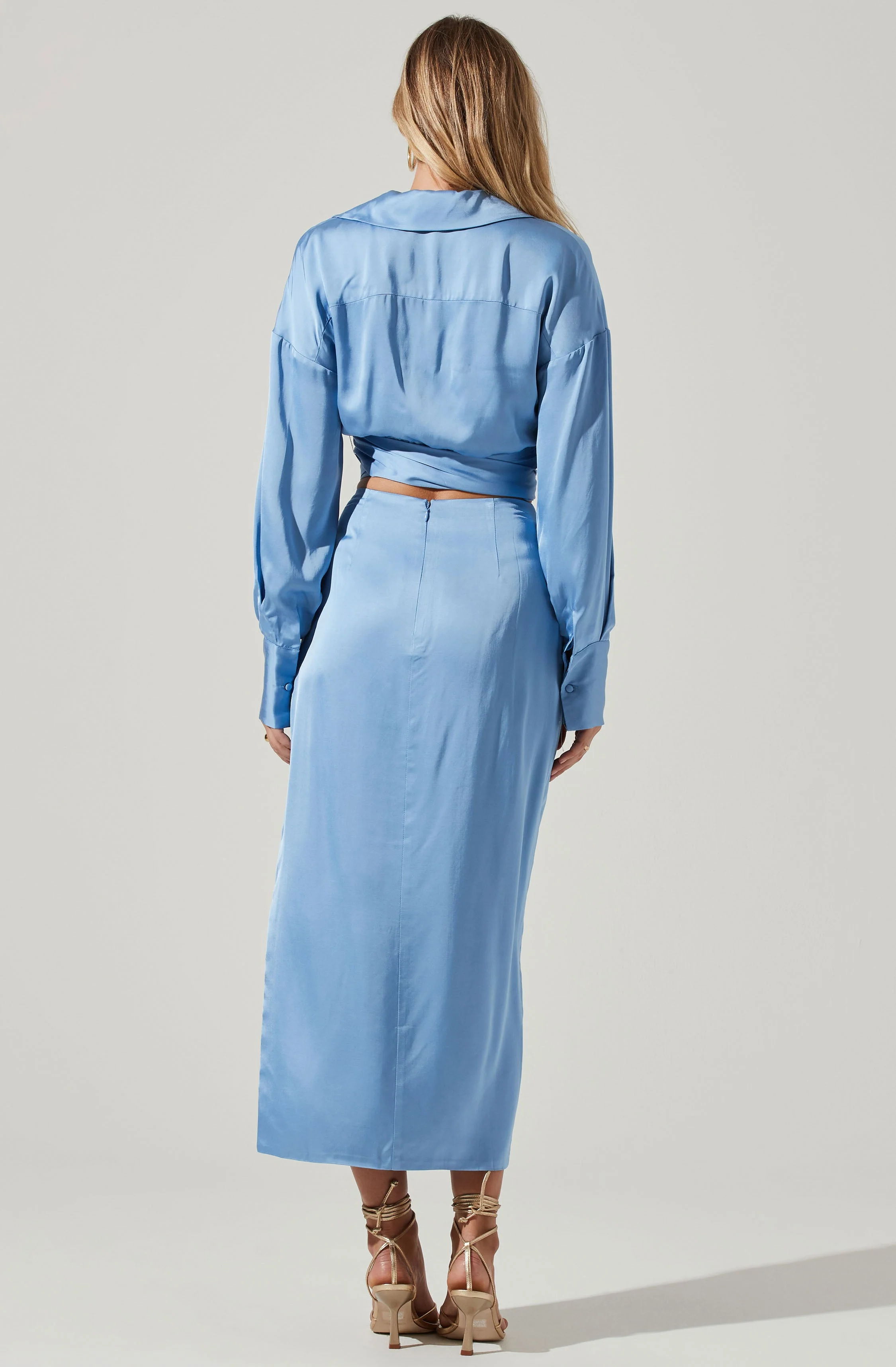 Loretta Satin Cropped Tie Waist Top