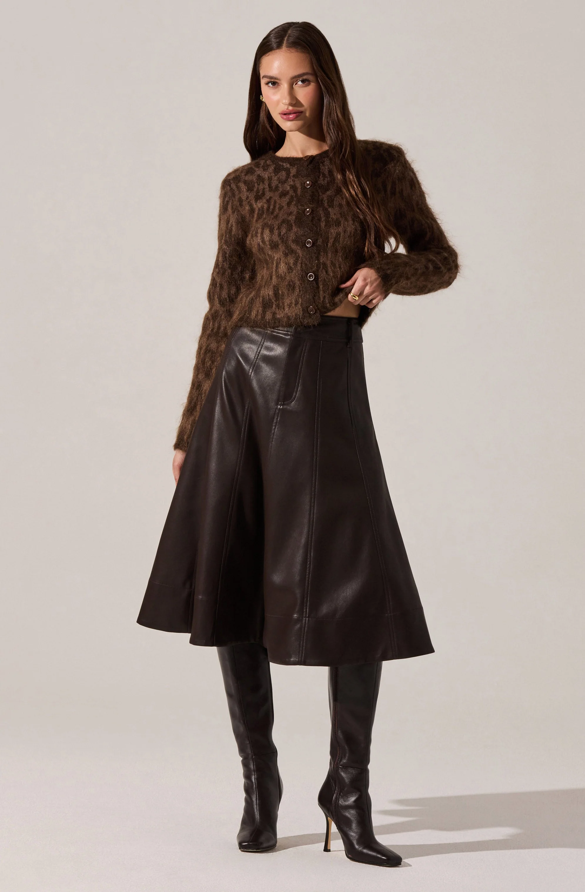 Katria Fuzzy Crewneck Cardigan