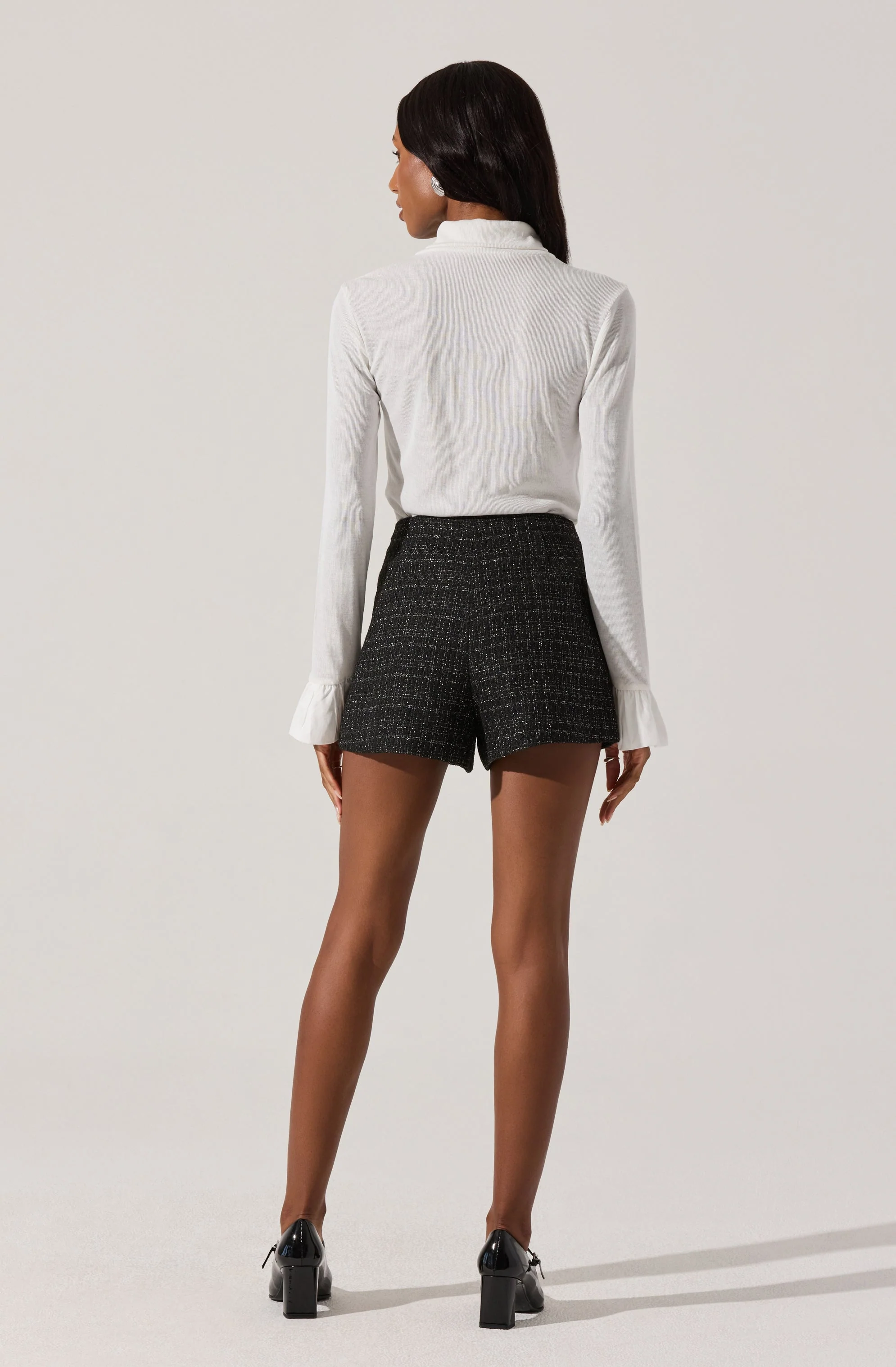 Tweed Pearl Detail Mini Shorts