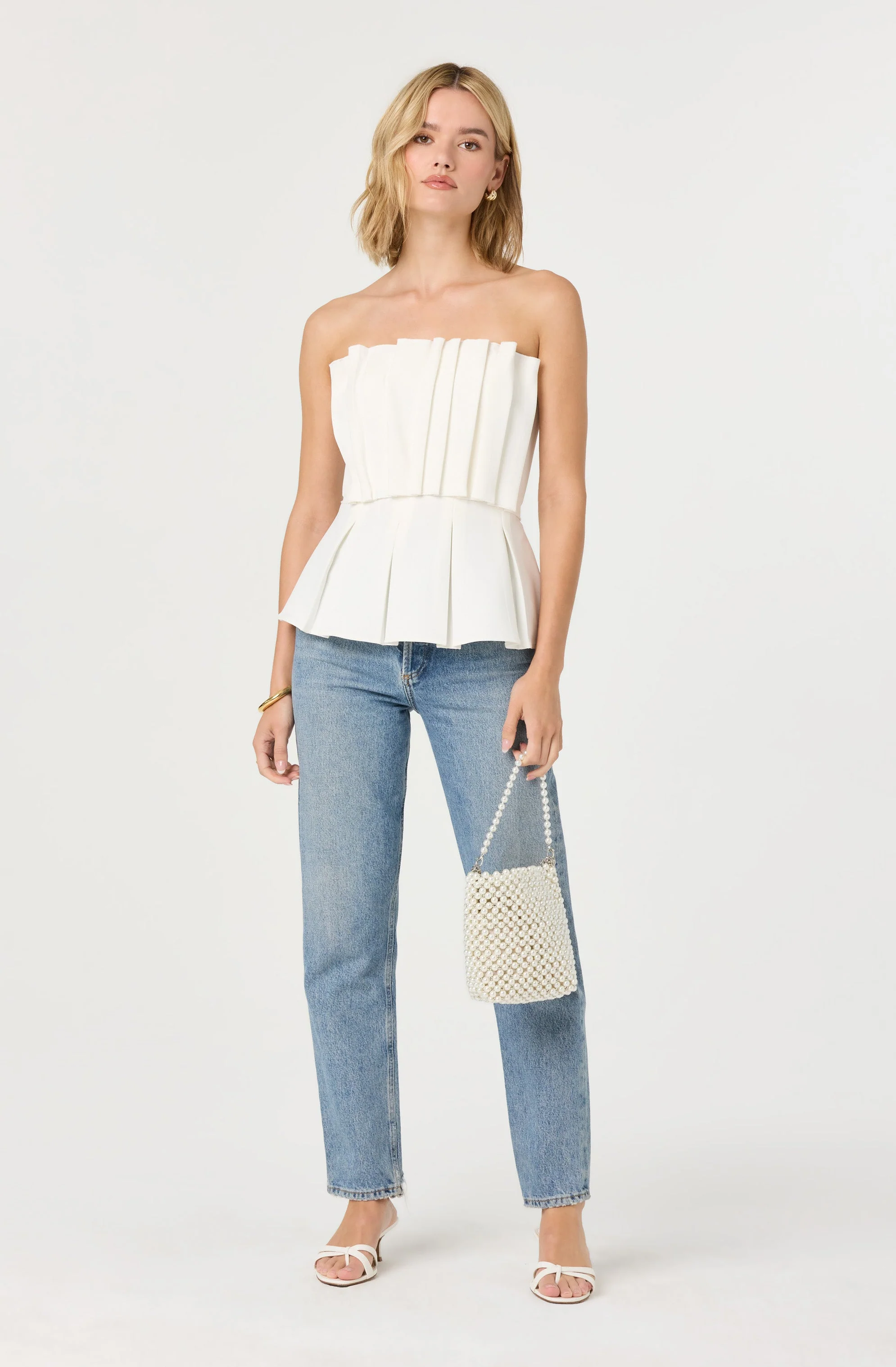 Clemira Pleated Strapless Top