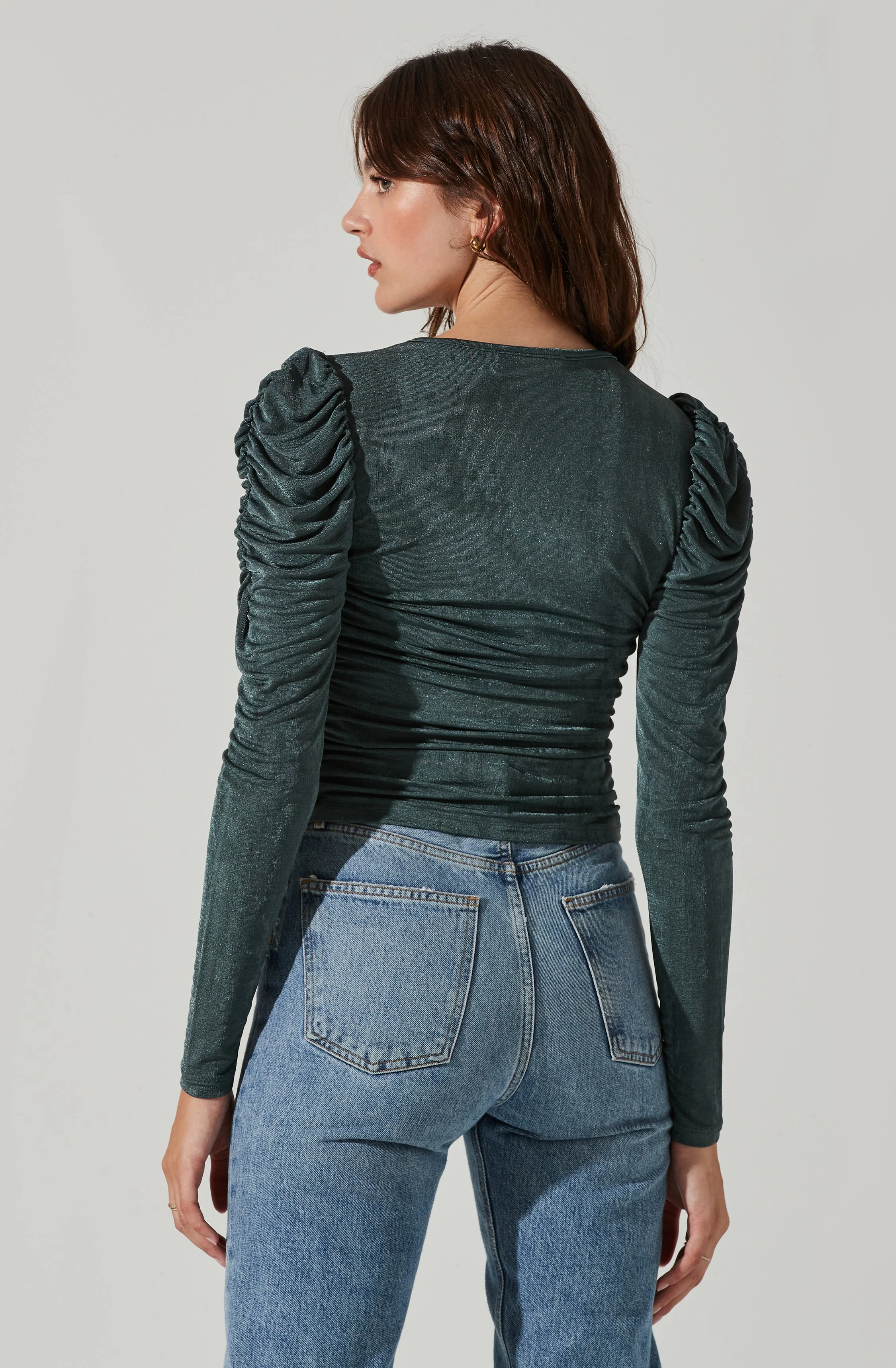 Ruched Front Long Sleeve Top
