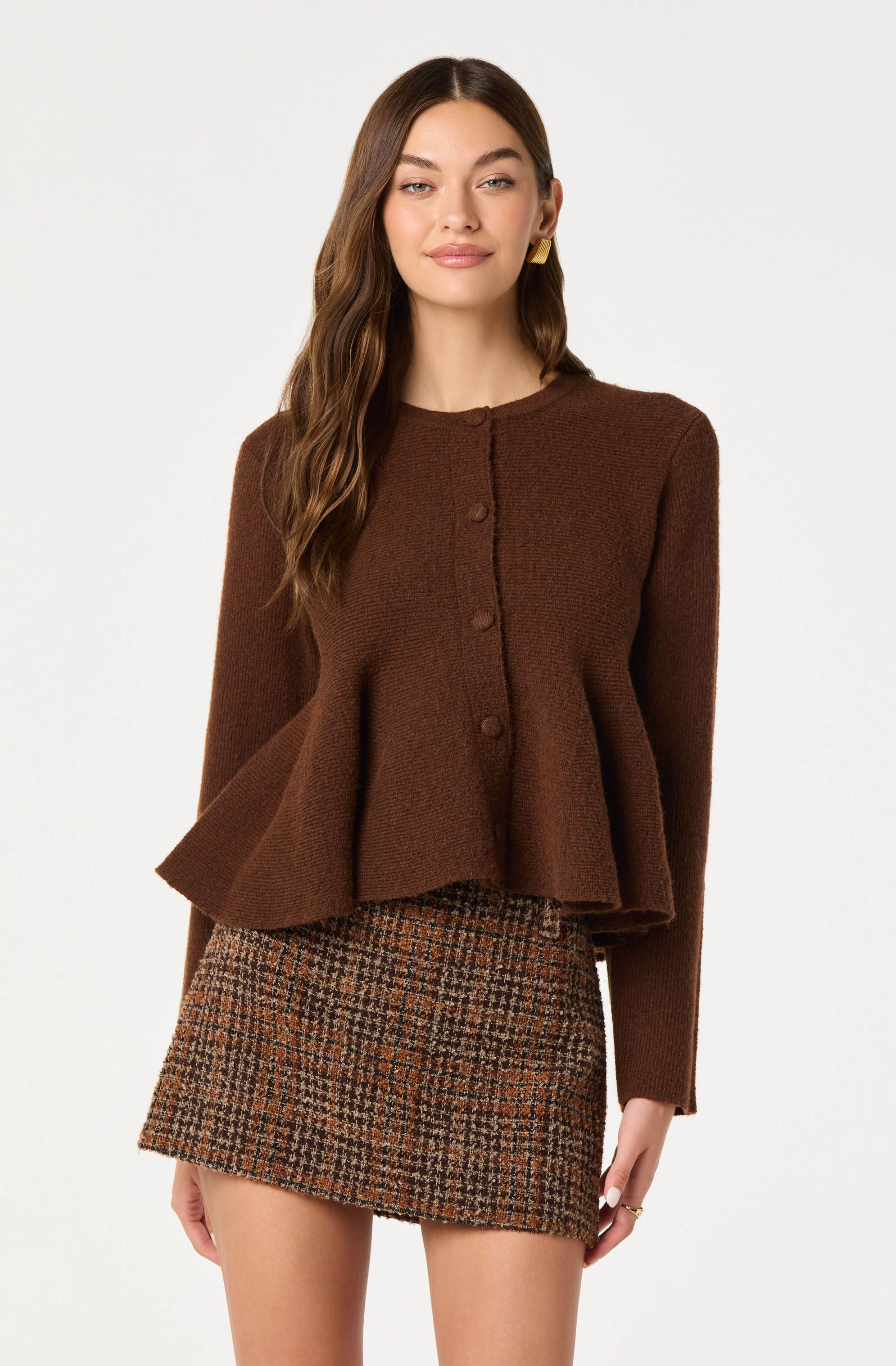 Swing Hem Peplum Cardigan