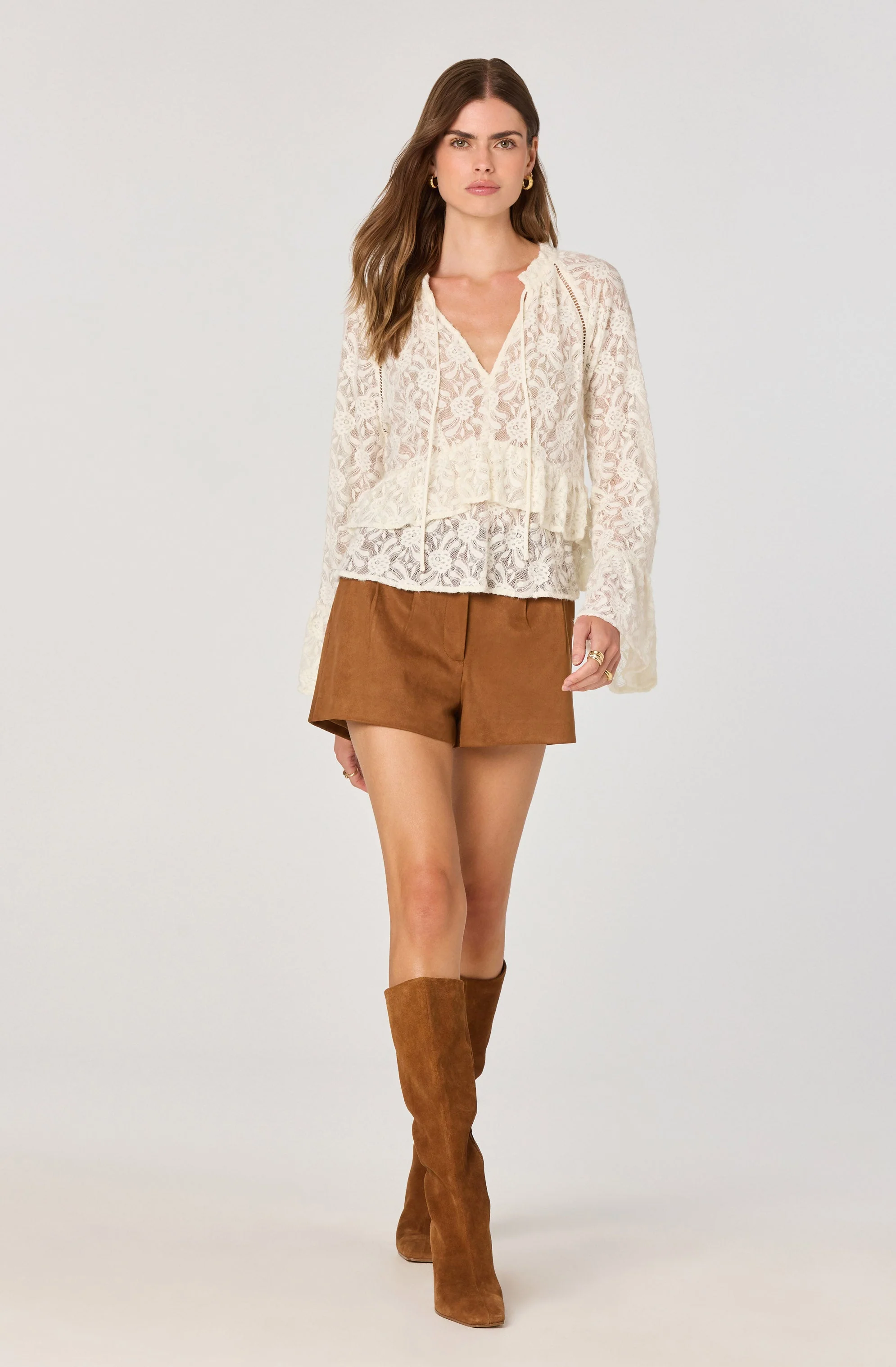 Tiered Lace V-Neck Top
