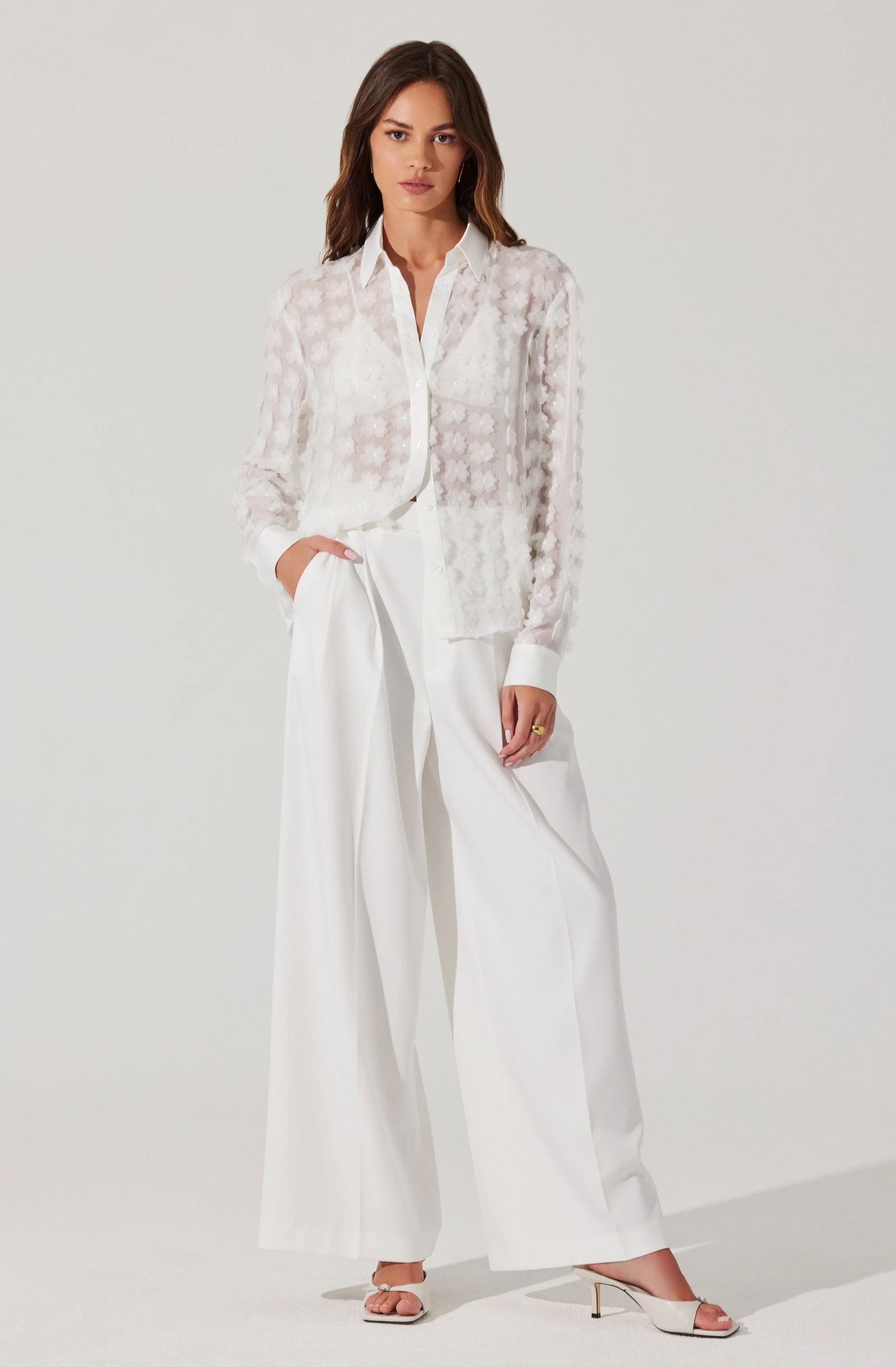 Ioannis 3D Floral Appliqué Shirt