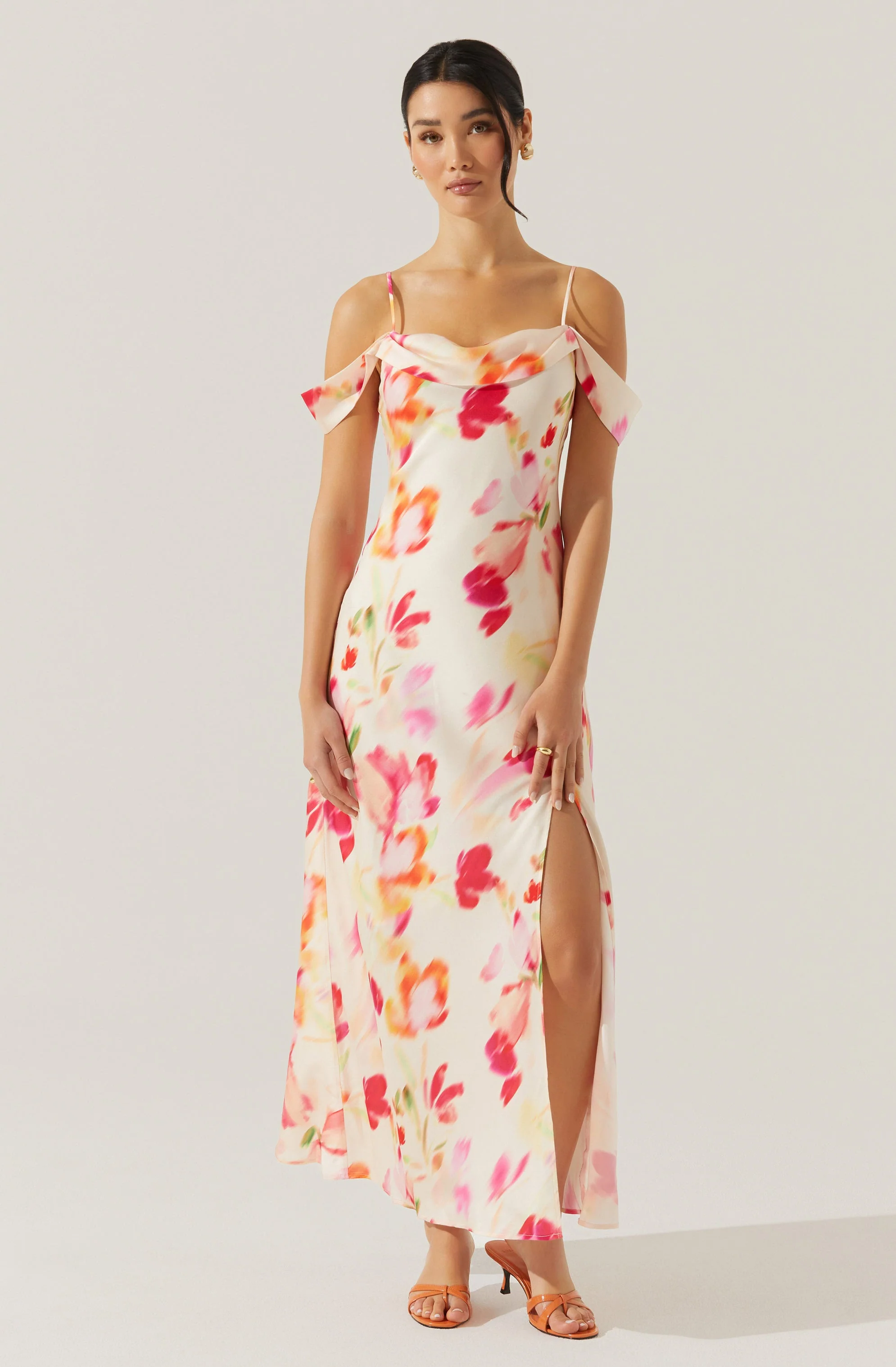 Kitura Cold Shoulder Floral Maxi Dress