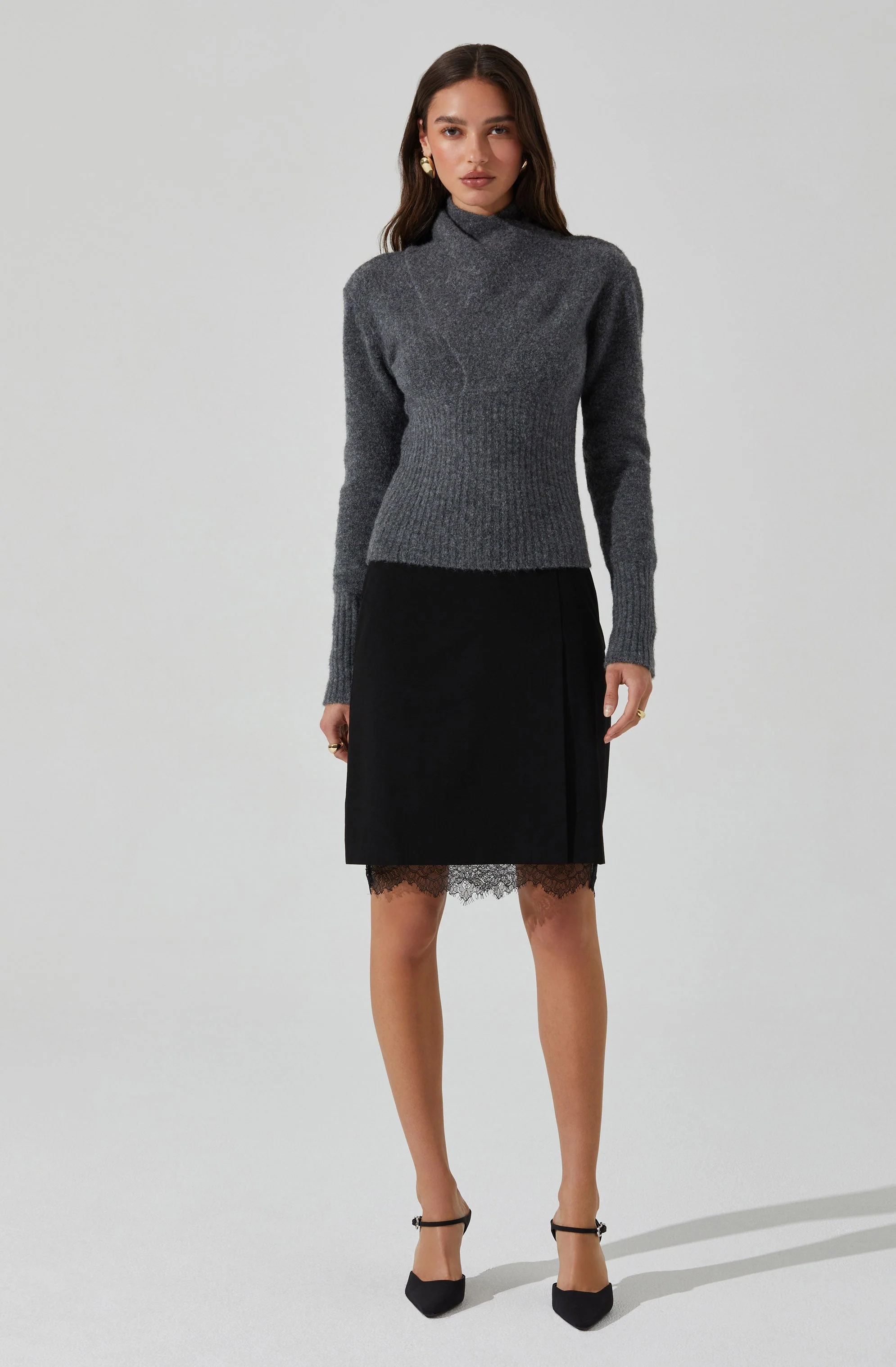 Itzayana Lace Trim Pencil Skirt