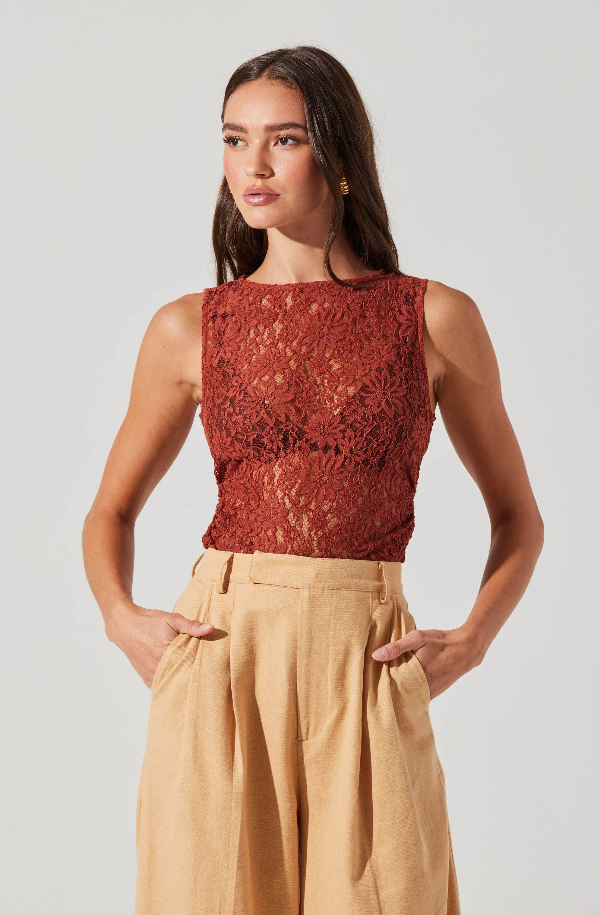 Kairi Lace High Neck Top