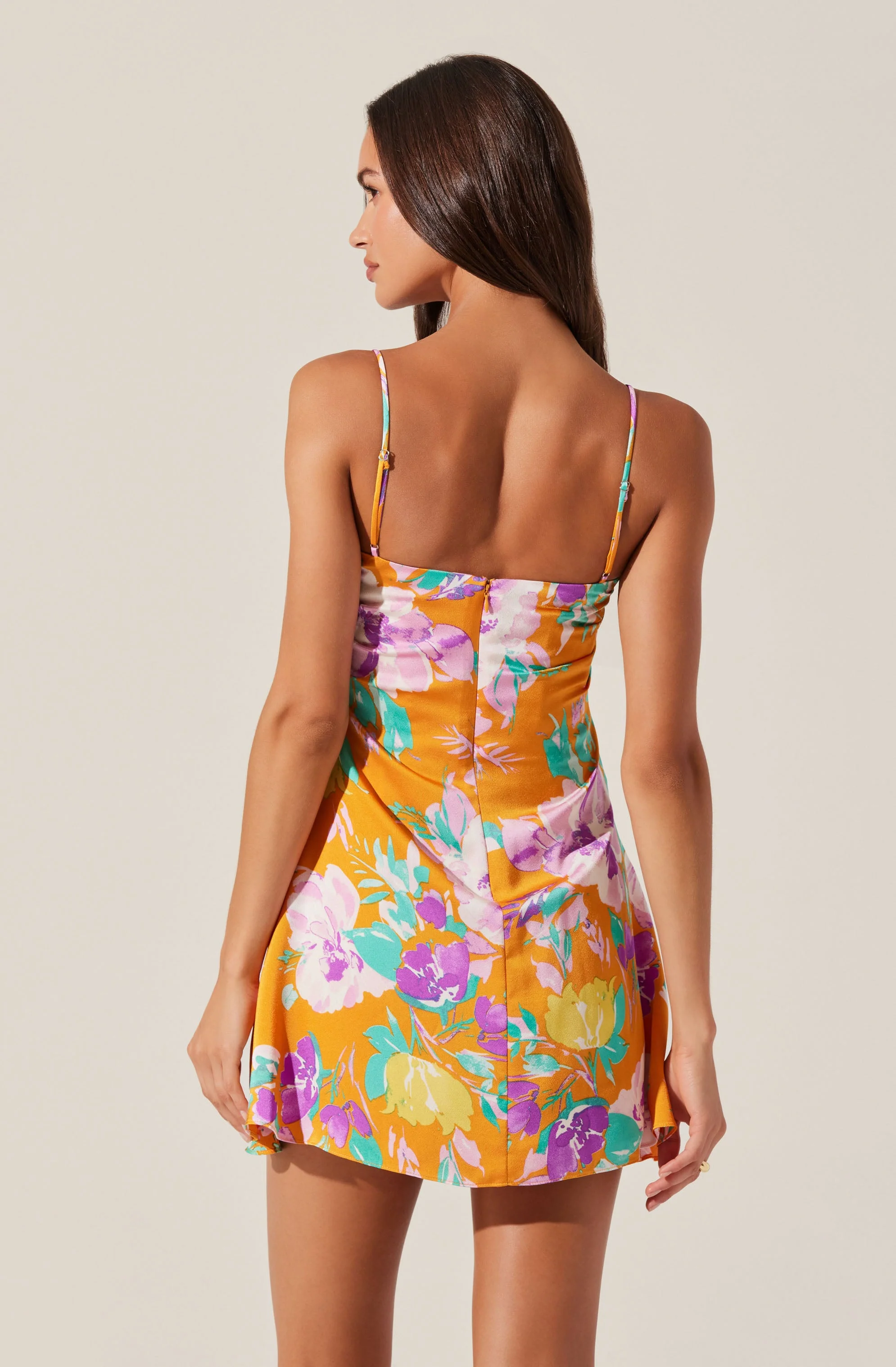 Cerinthe Satin Floral Mini Dress