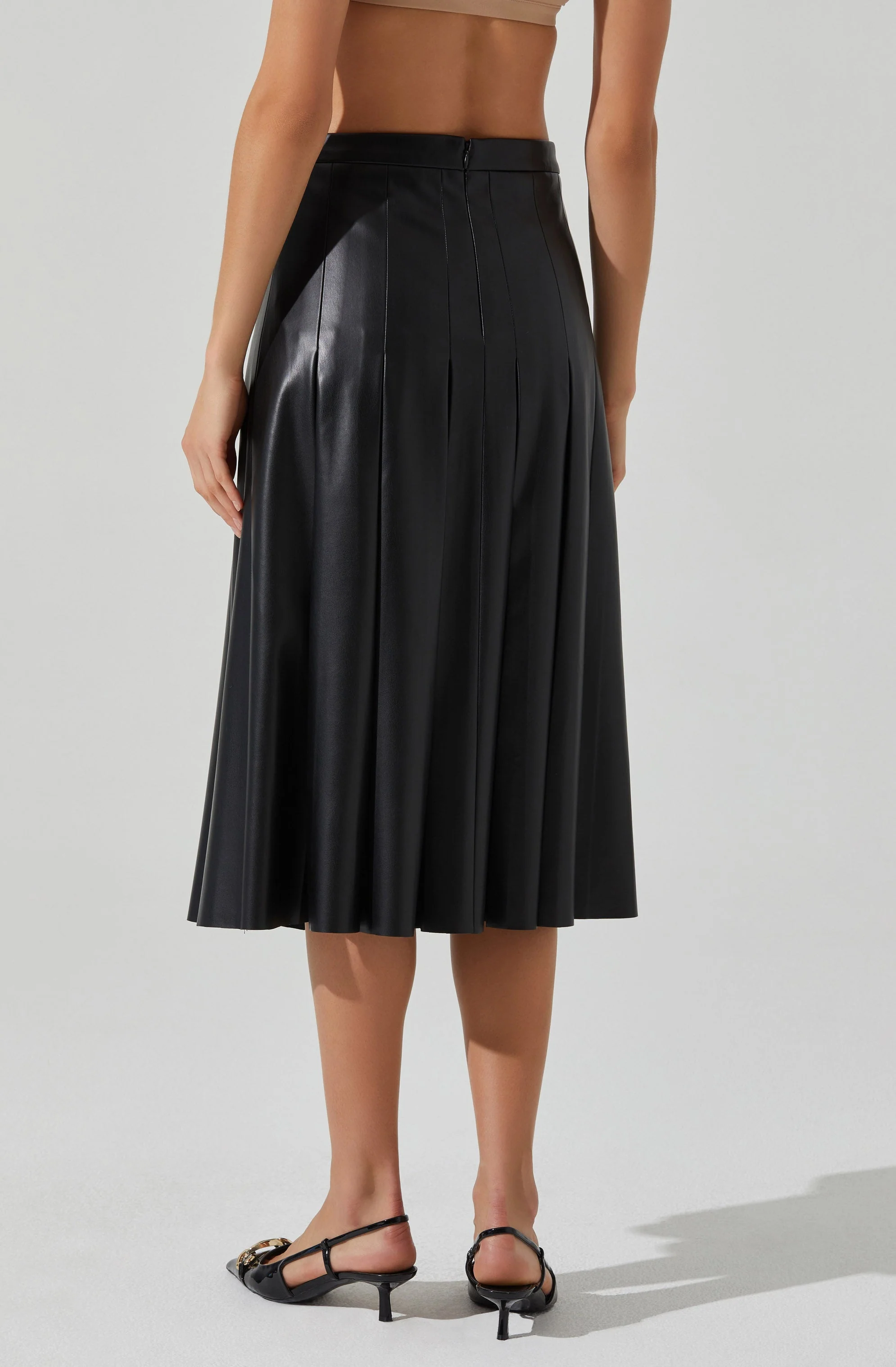 Vena Pleated Faux Leather Skirt