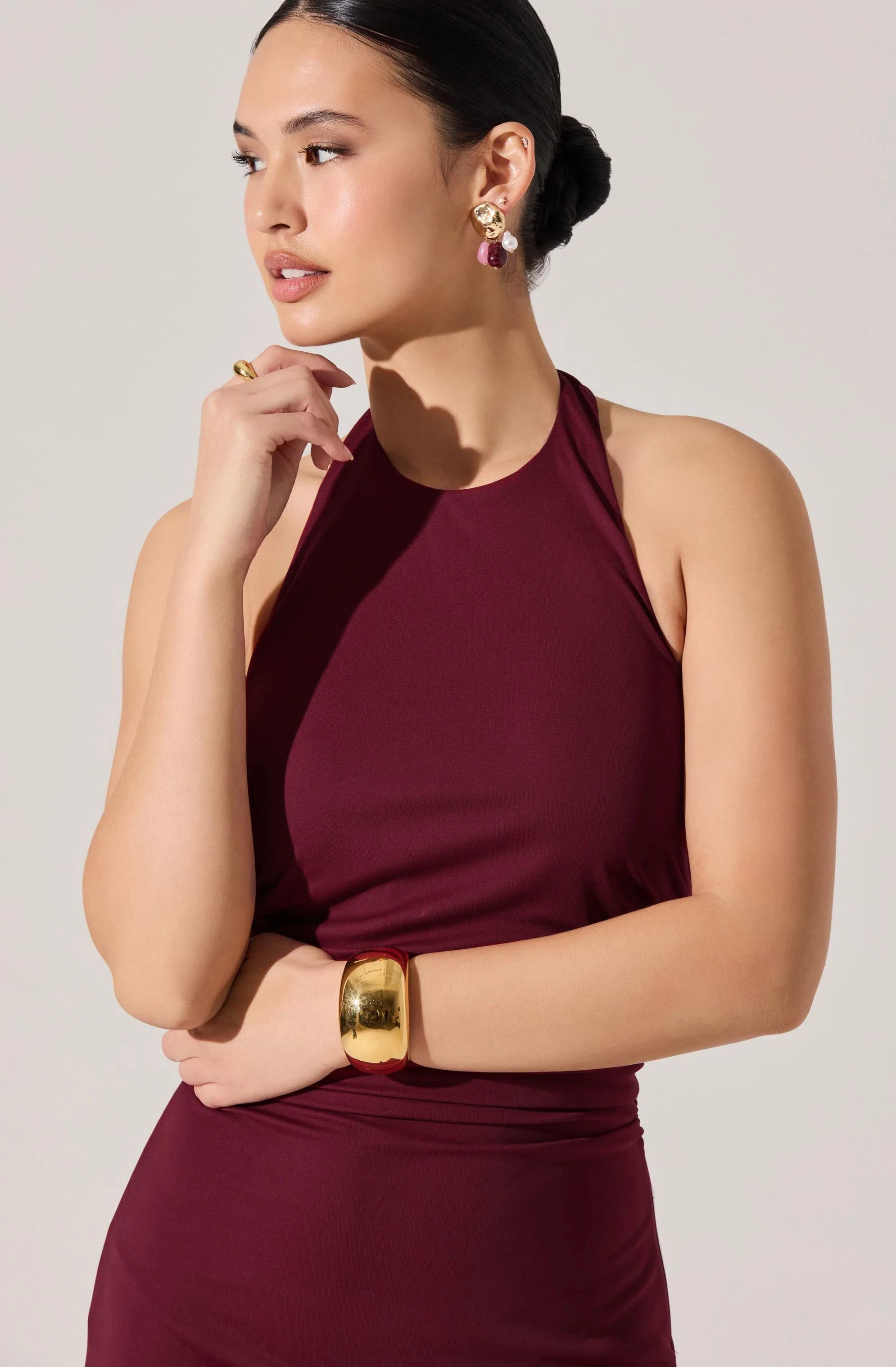 Zaira Ruched Halter Midi Dress