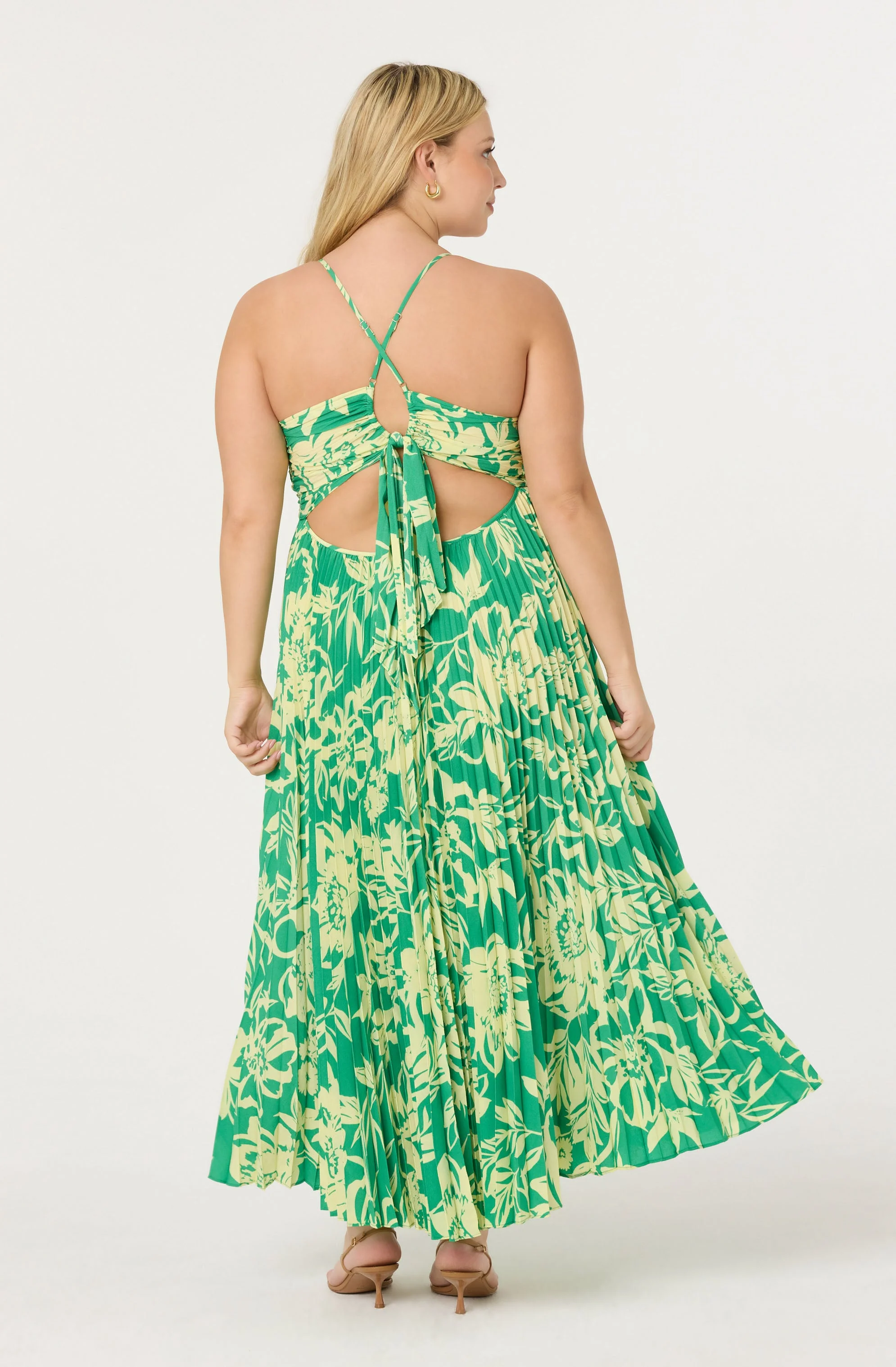 Blythe Floral Plisse Midi Dress