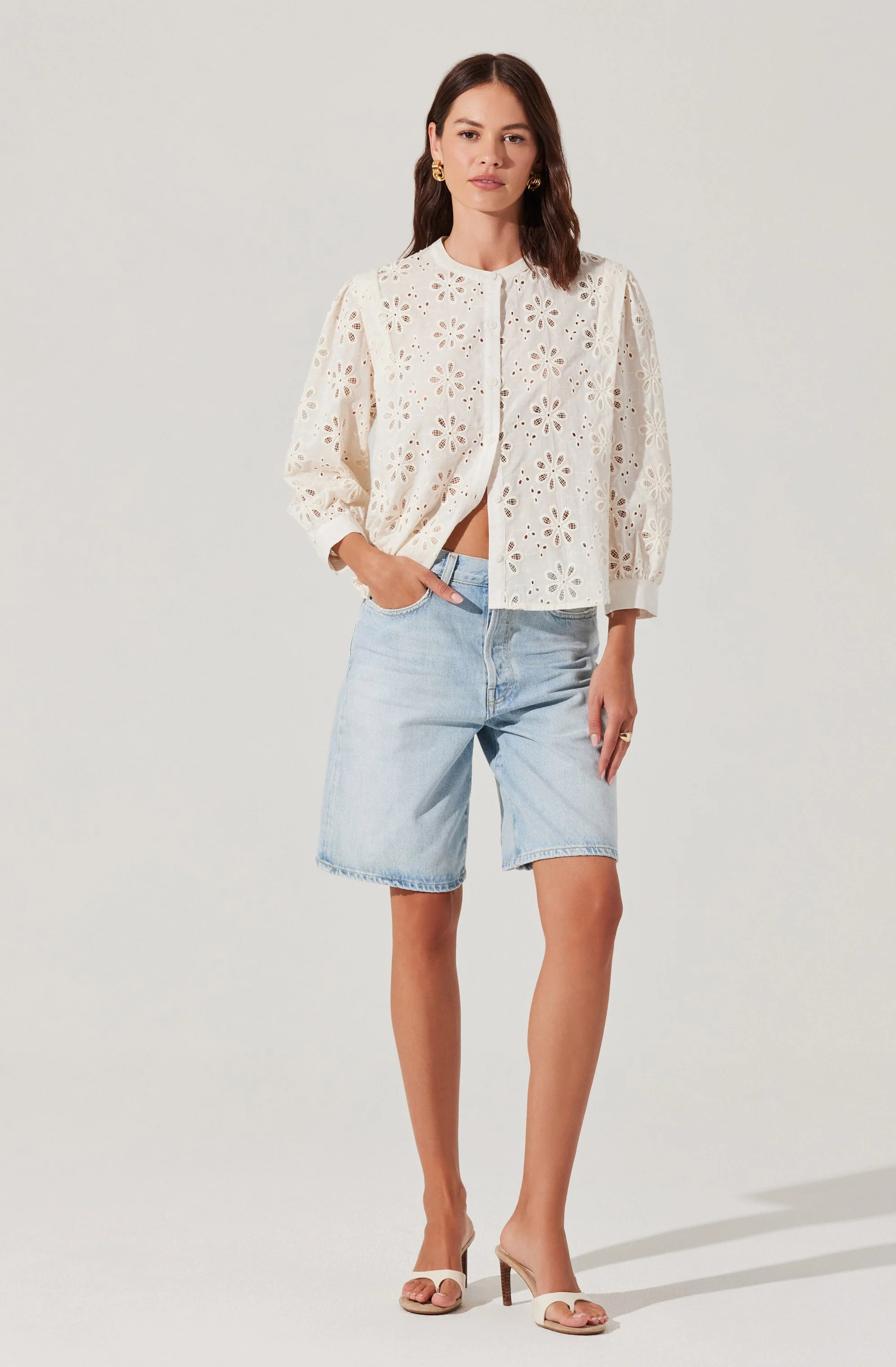 Savanna Eyelet Button Up Top