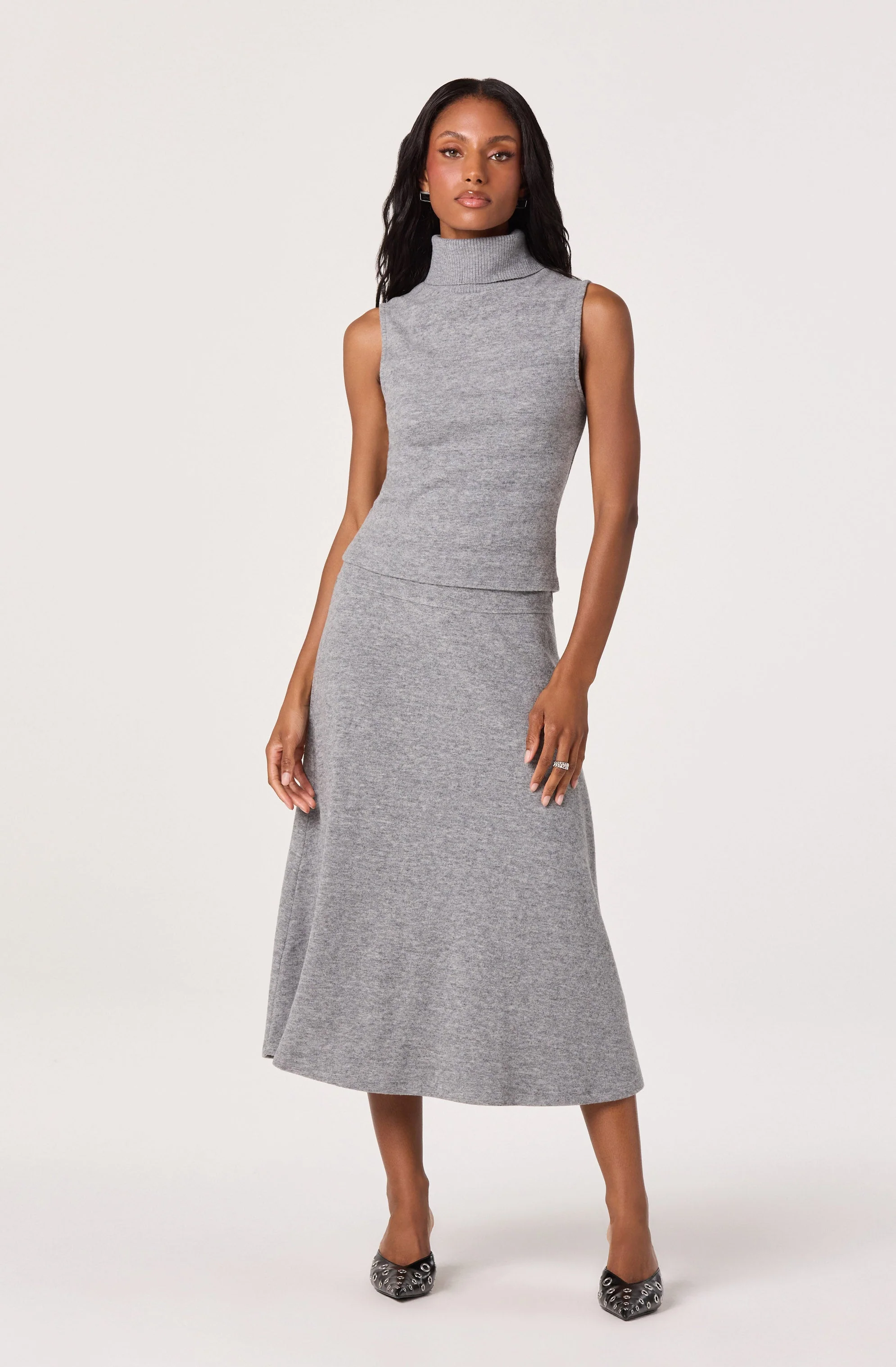 Knit A-line Midi Skirt