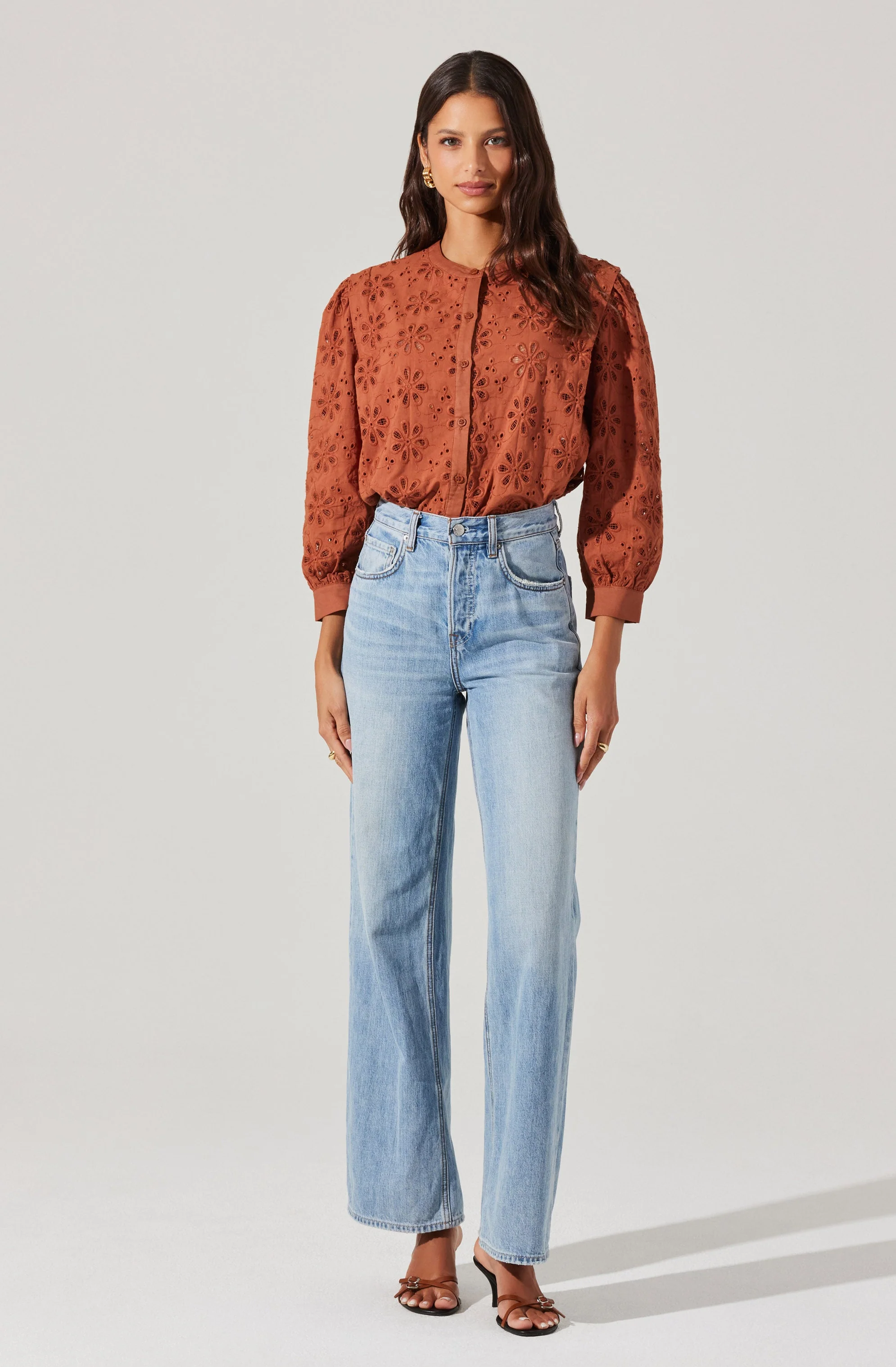 Savanna Eyelet Button Up Top