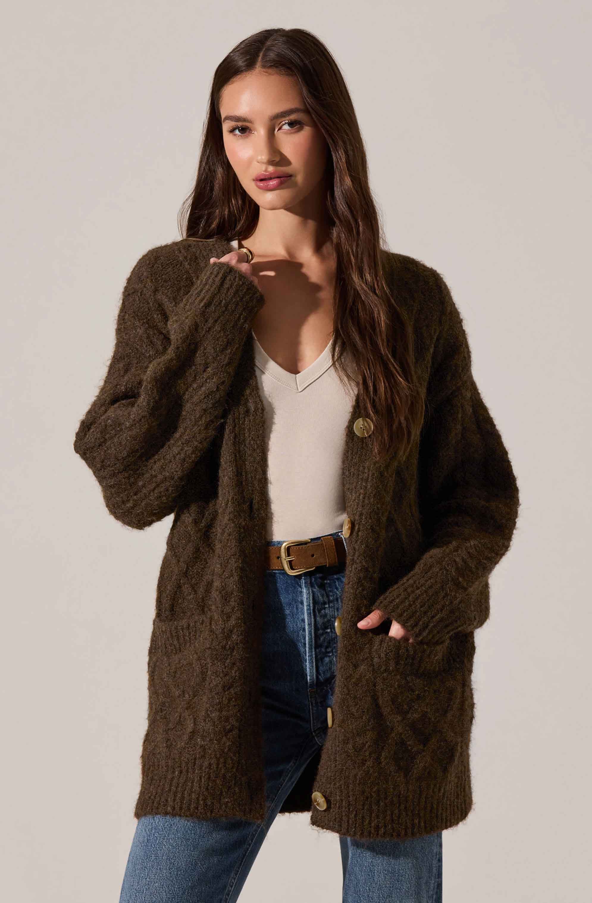 Charli Cable Knit Cardigan Sweater