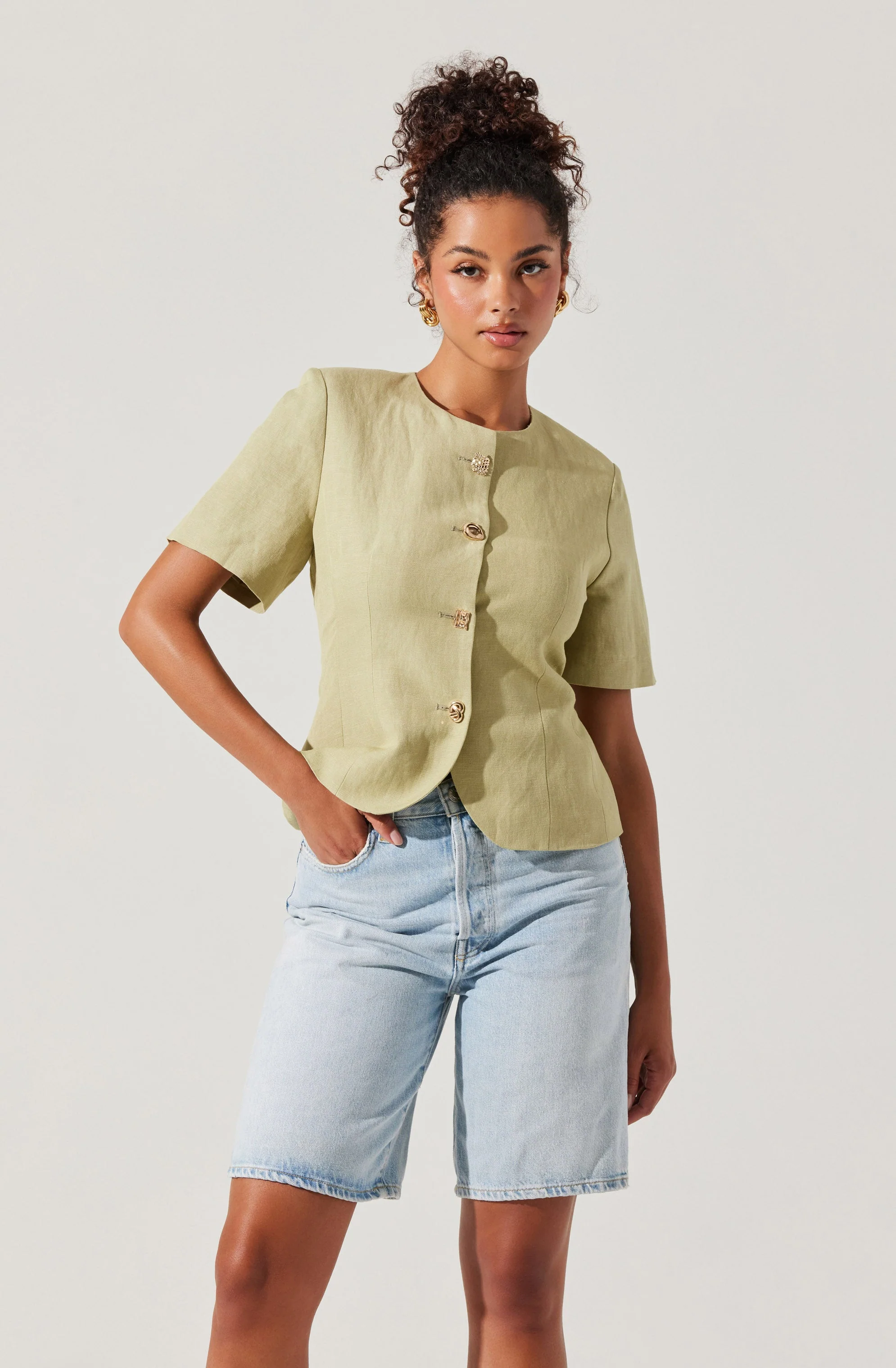 Saige Cutaway Linen Blend Jacket