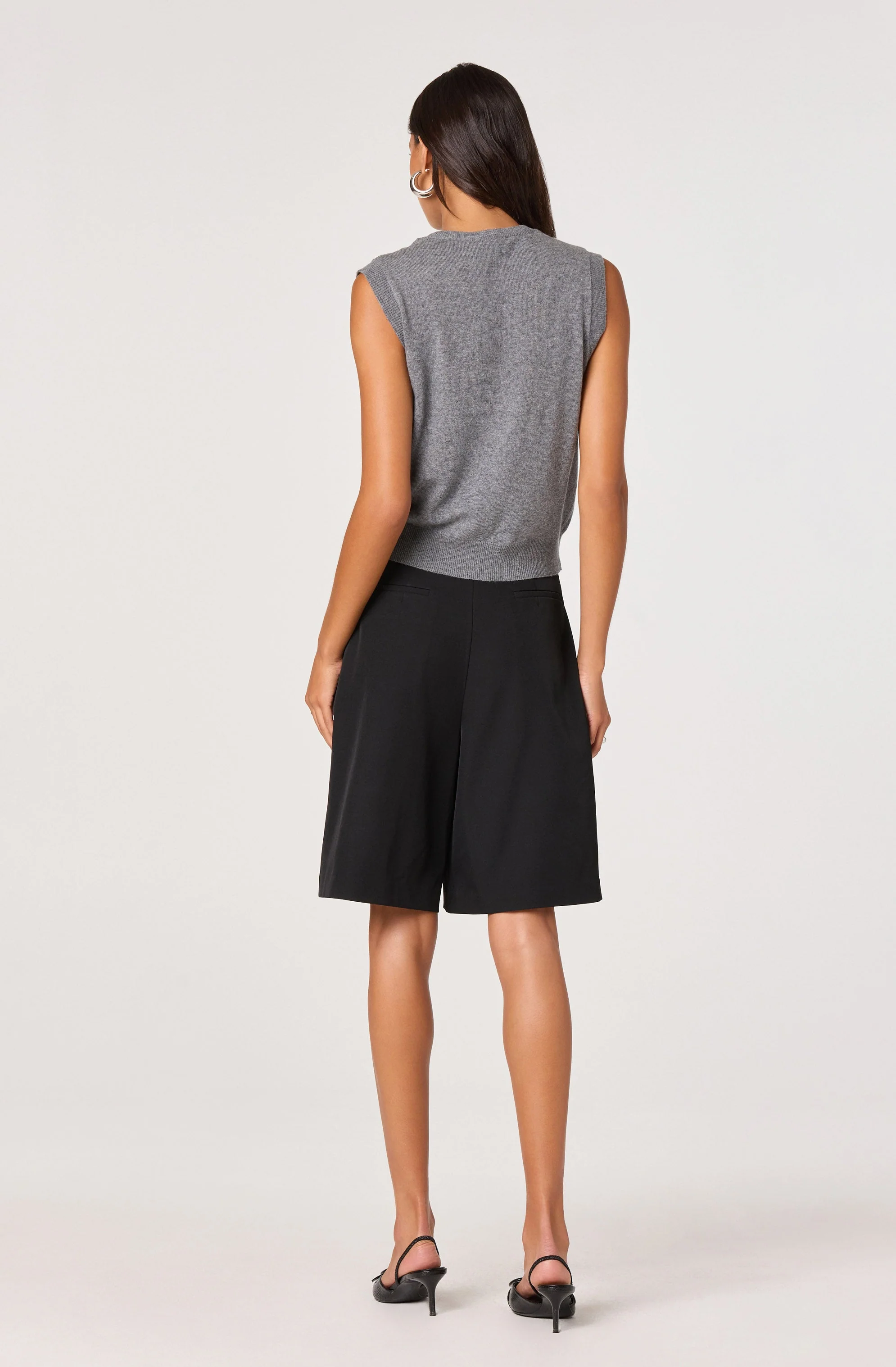 Sleeveless Layered Scarf Sweater