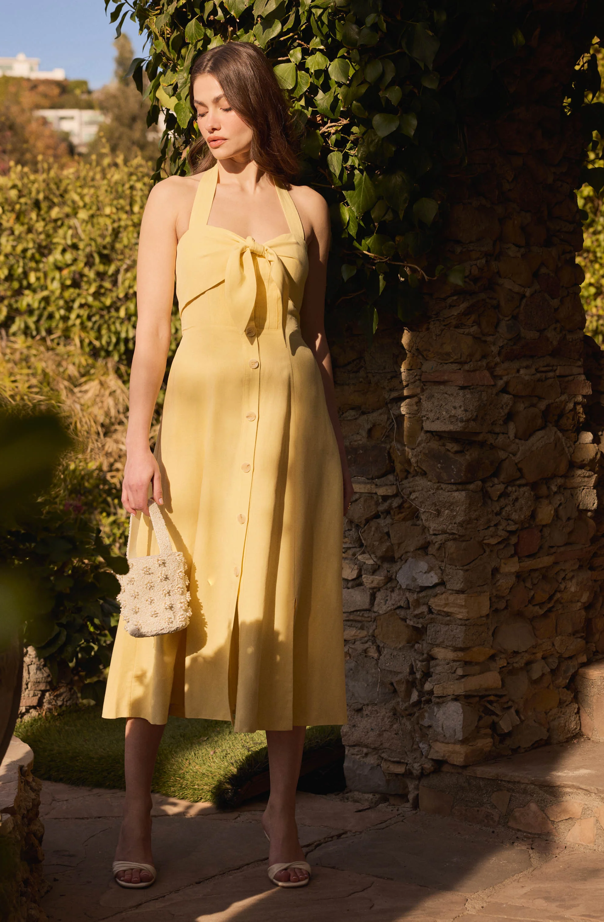 Katherine Linen-Blend Halter Dress