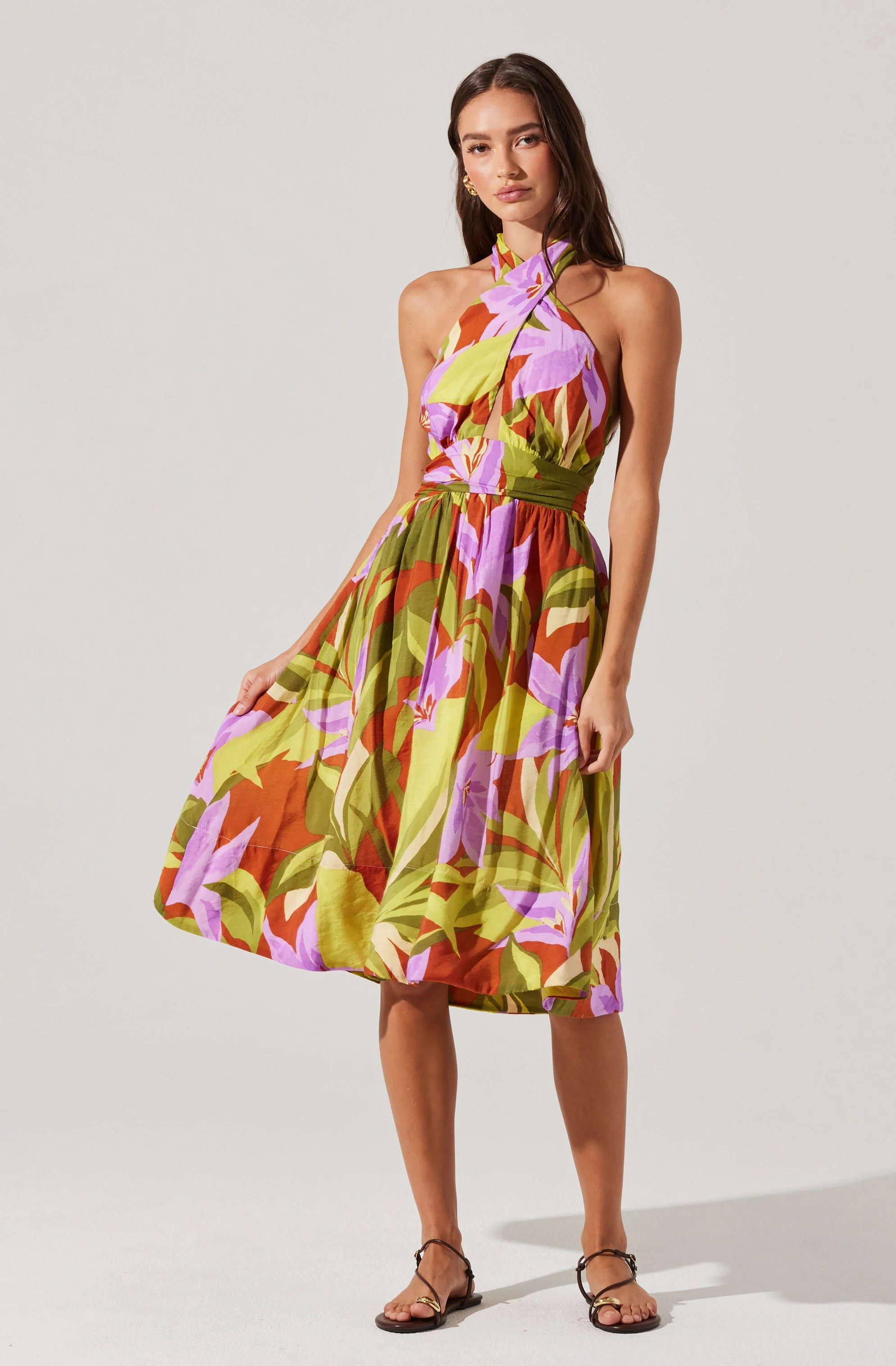 Kalia Halter Floral Midi Dress