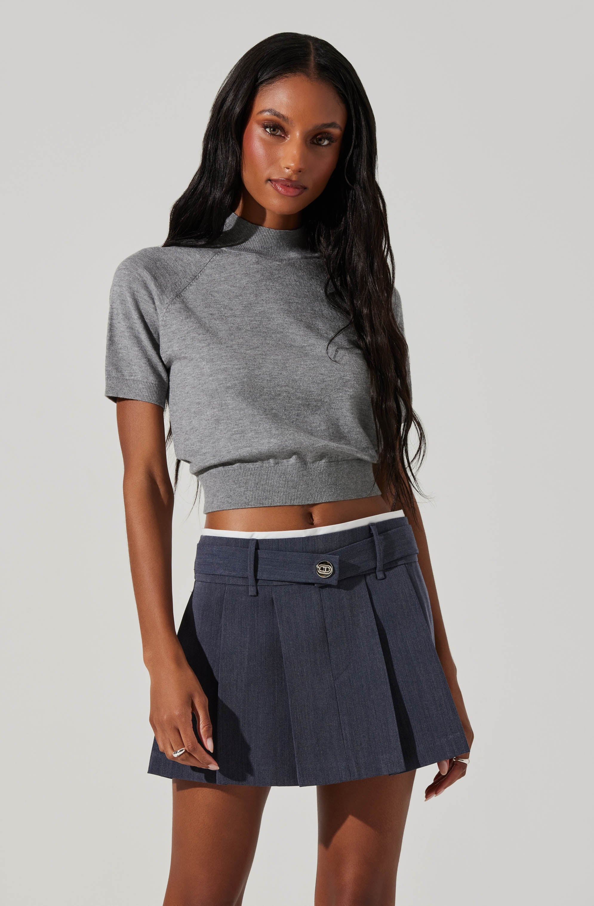 Larine Cropped Mock Neck Sweater