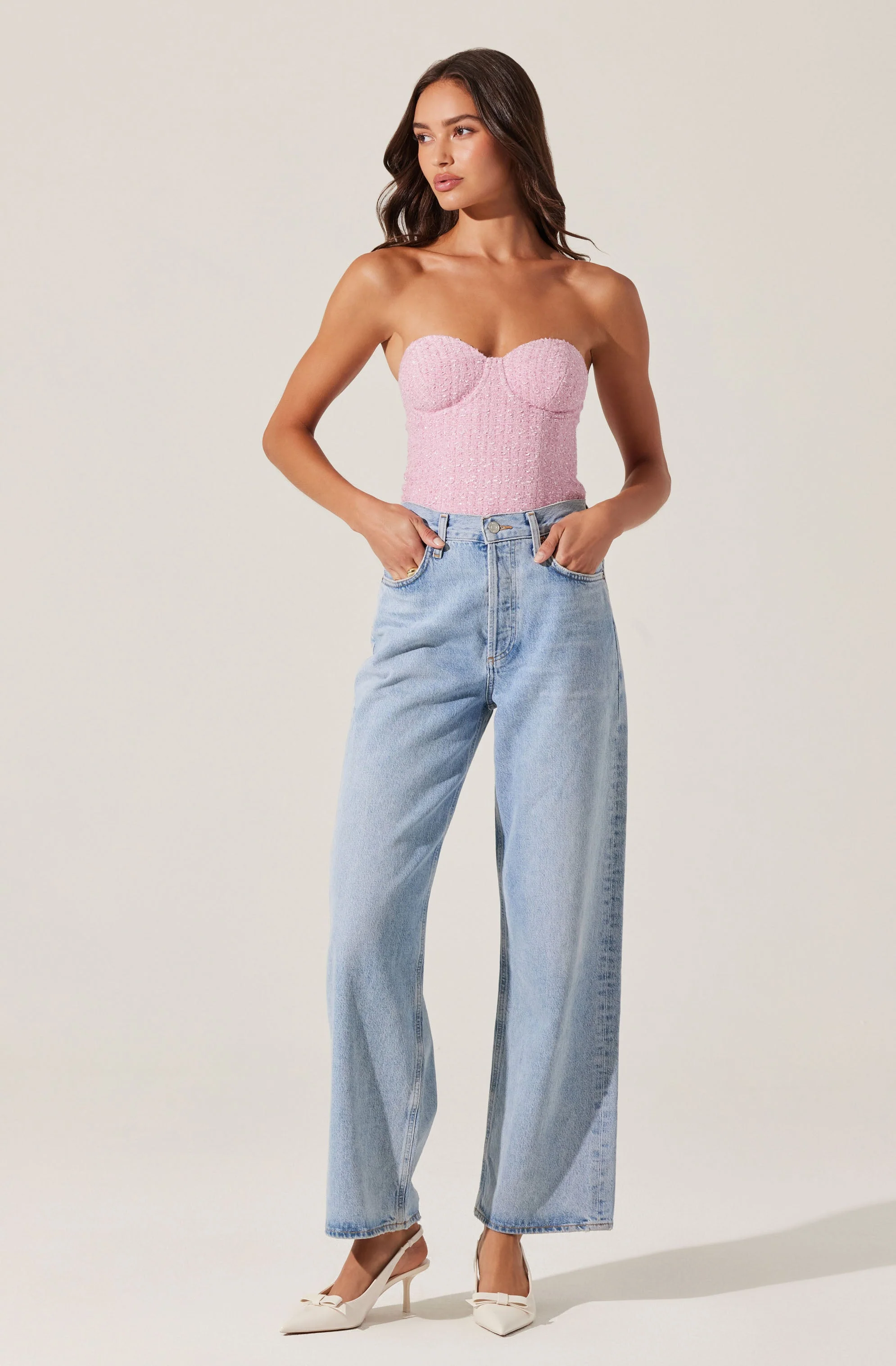 Indie Strapless Tweed Bustier Top