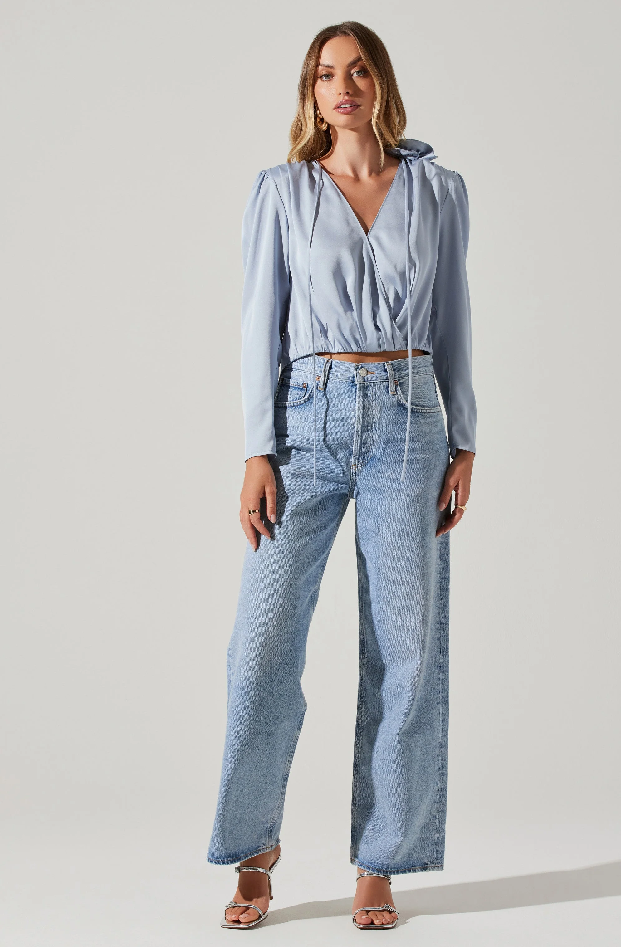 Lovisa Satin Long Sleeve Corsage Top