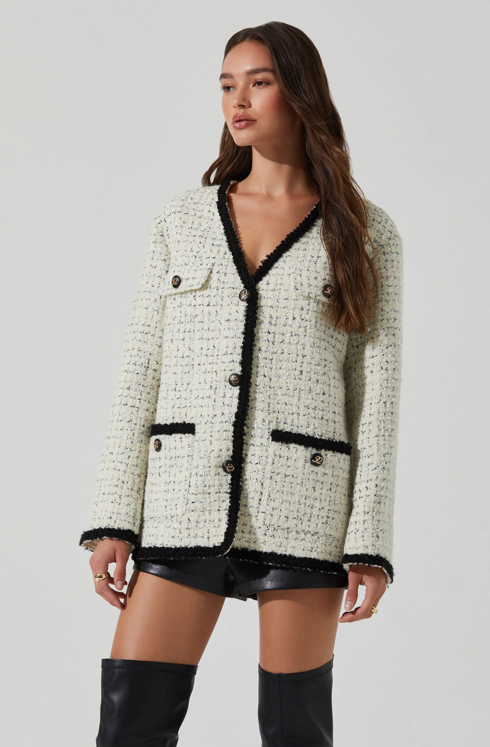 Editha Contrast Tweed Coat