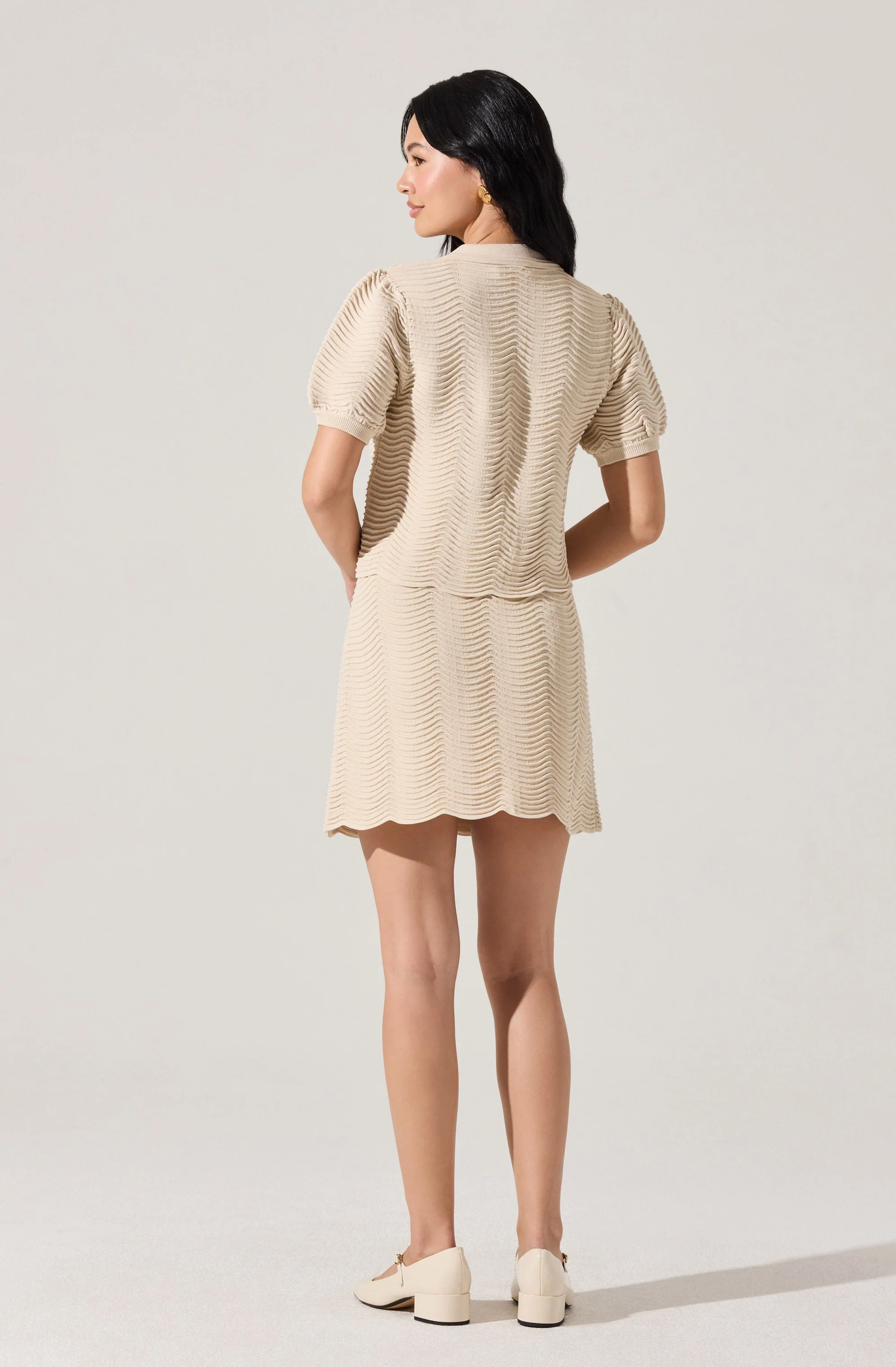 Perrine Scalloped Short Sleeve Cardigan
