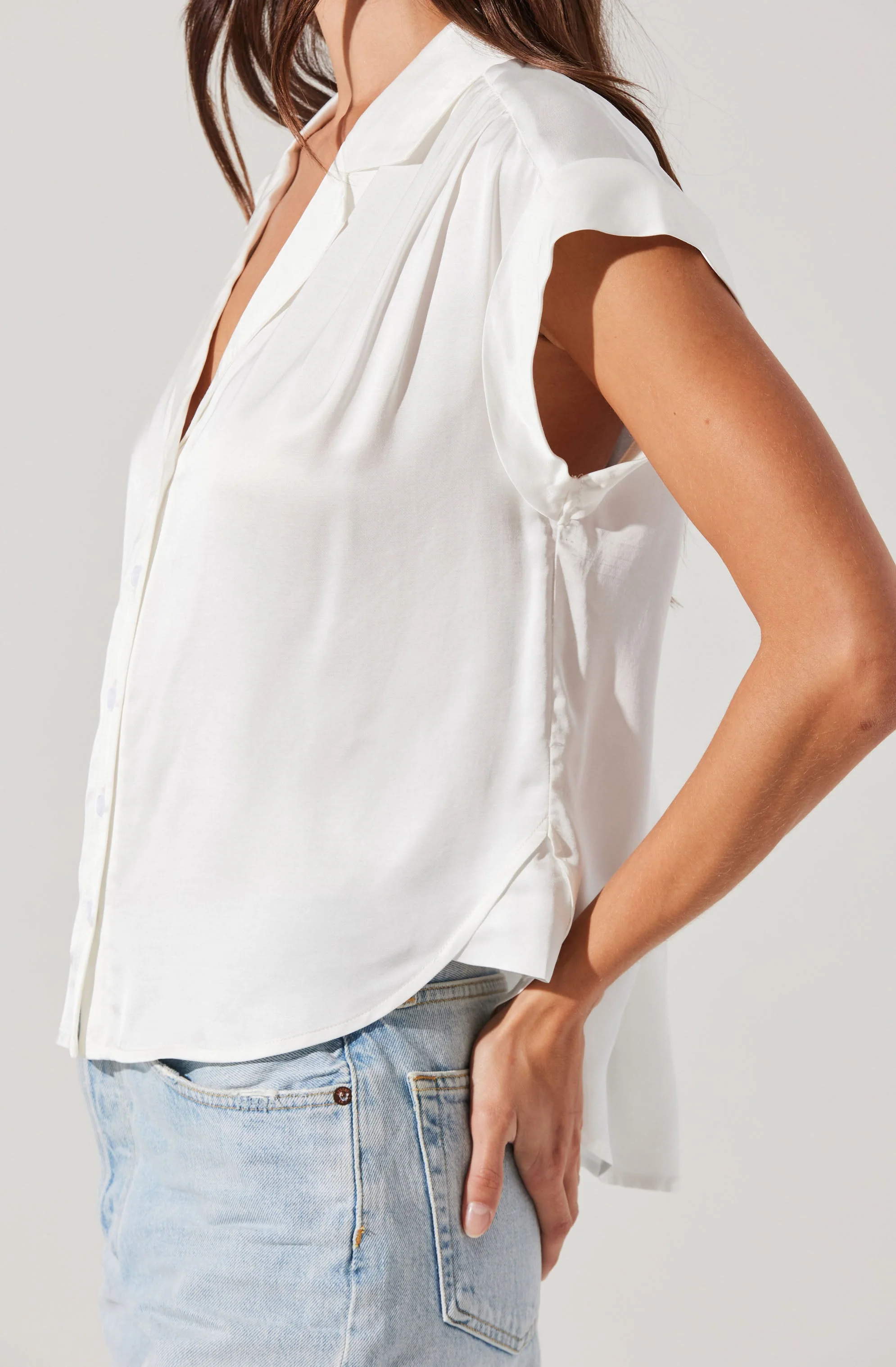 Callen Satin Button Up Top