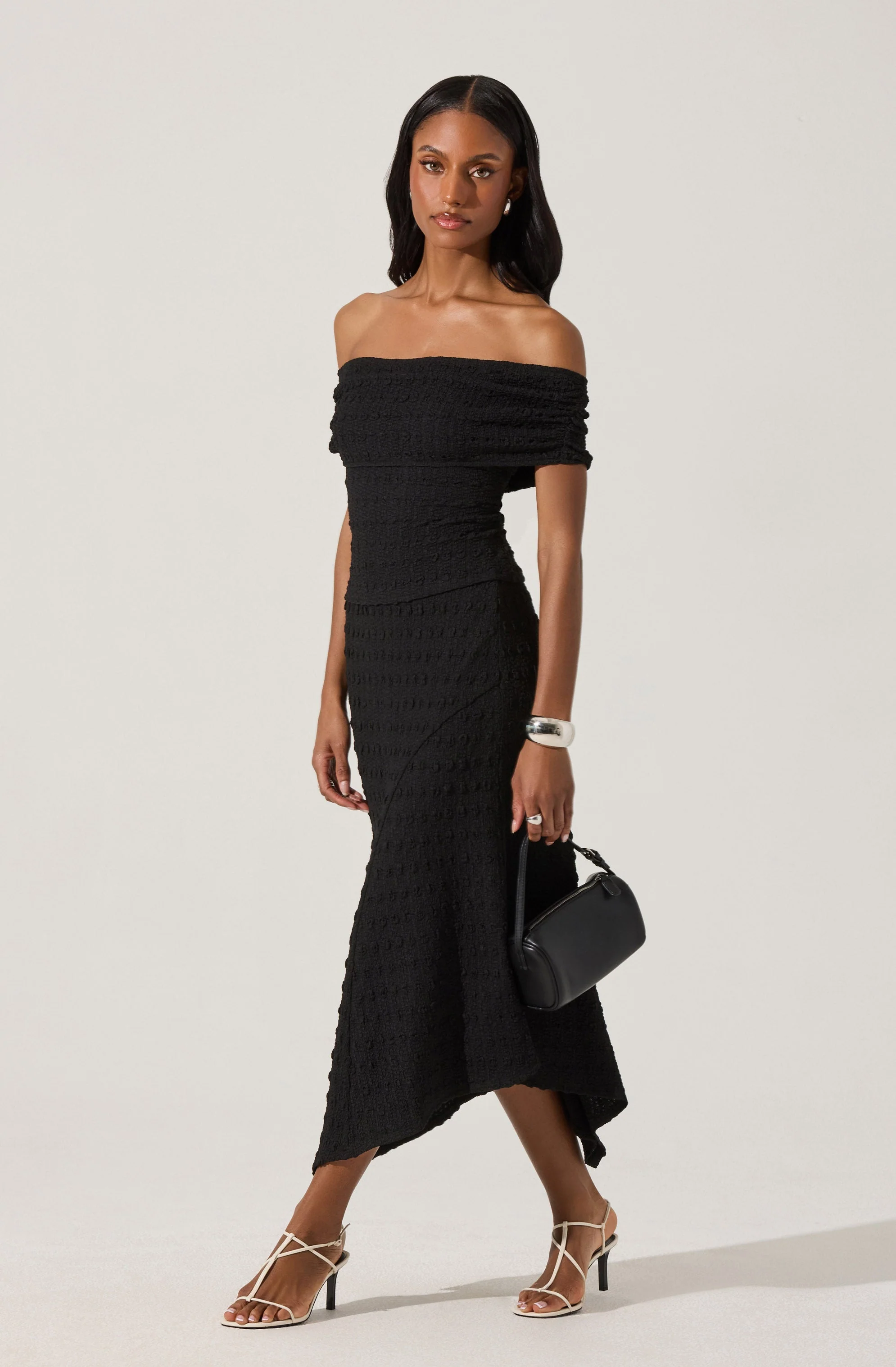 Off Shoulder Textured Knit Top