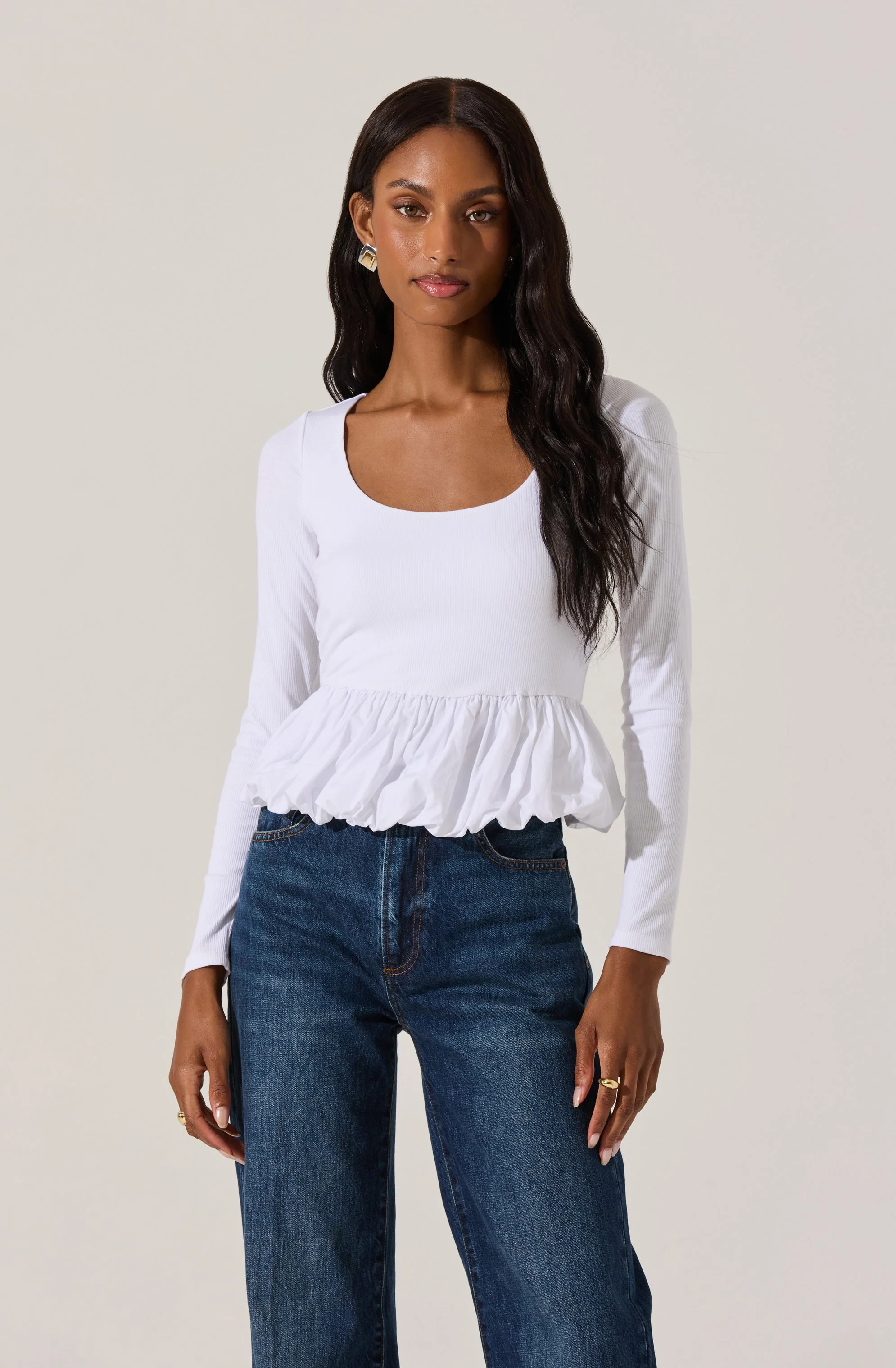 Bubble Hem Peplum Top