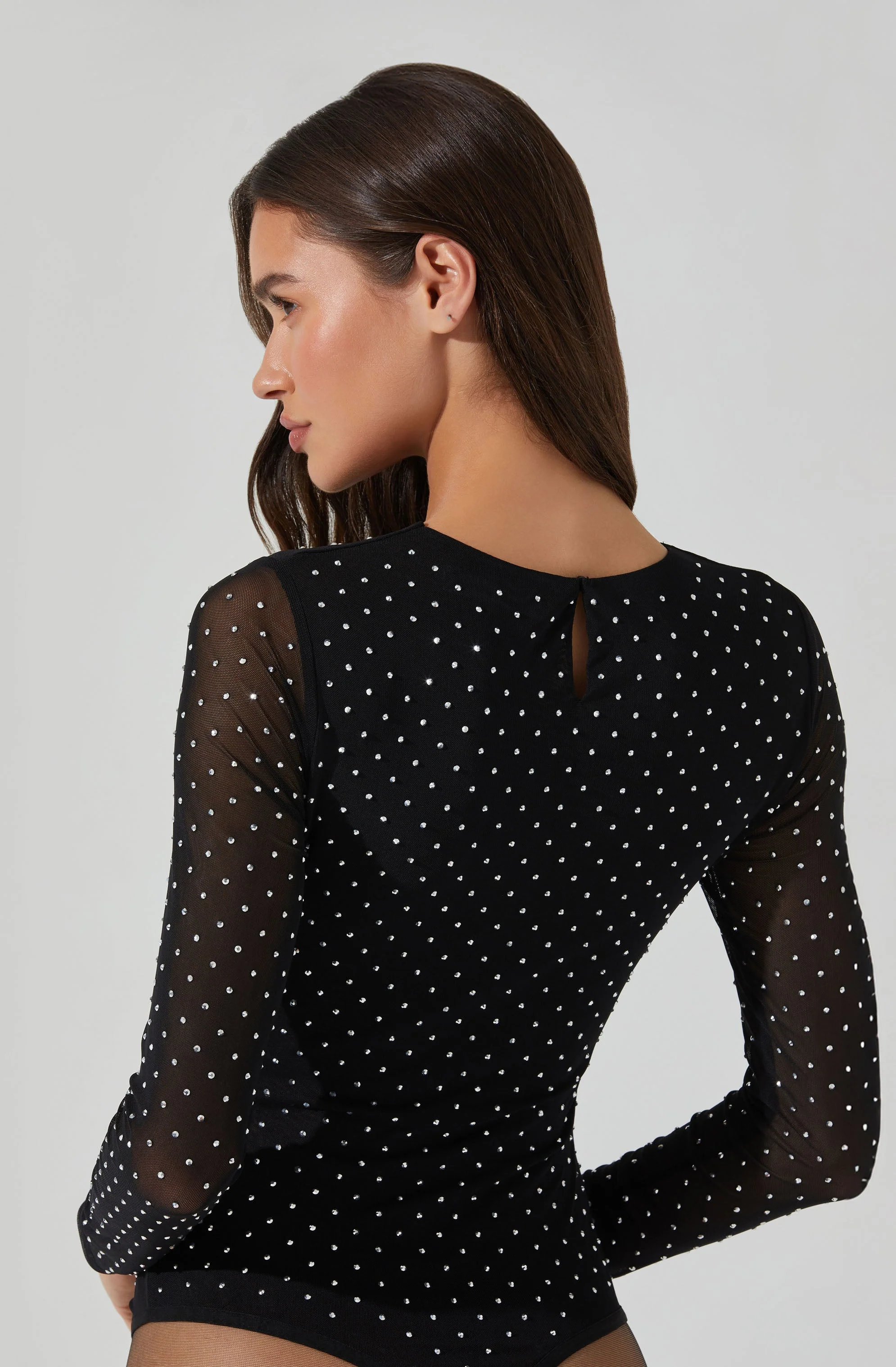 Ancira Rhinestone Mesh Bodysuit