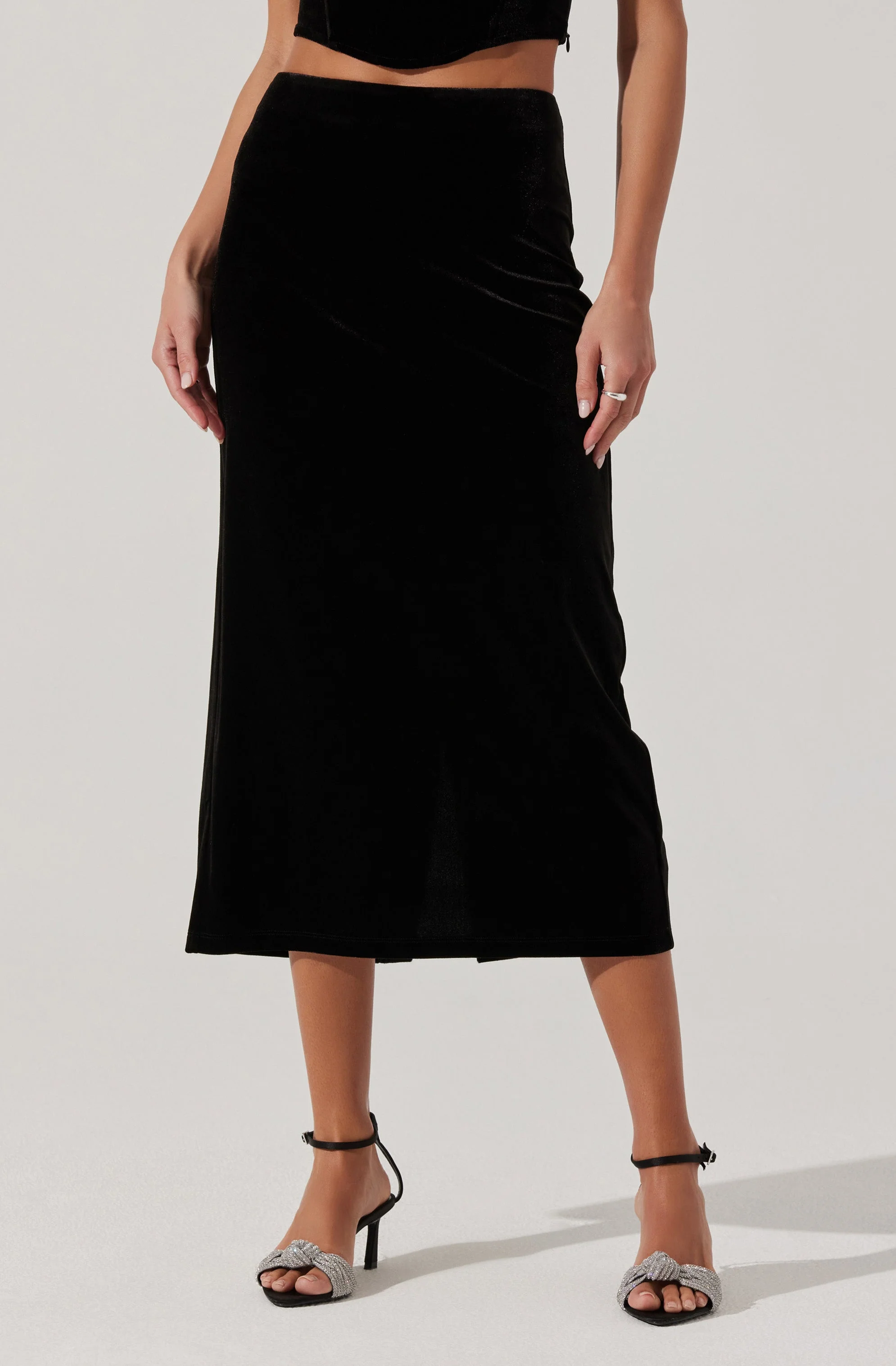 Velvet Midi A-Line Skirt