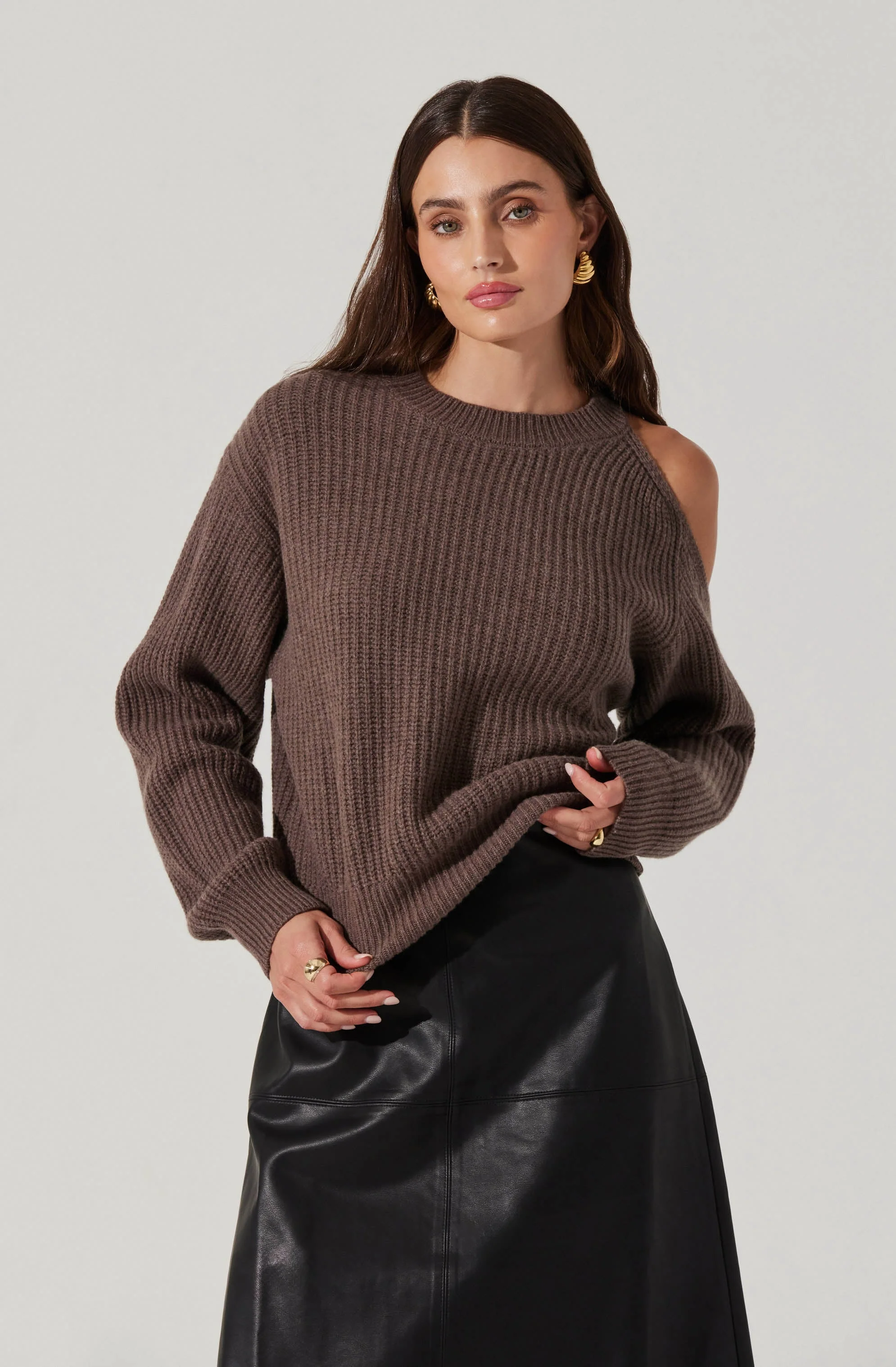 Millicent Ribbed Cold Shoulder Sweater
